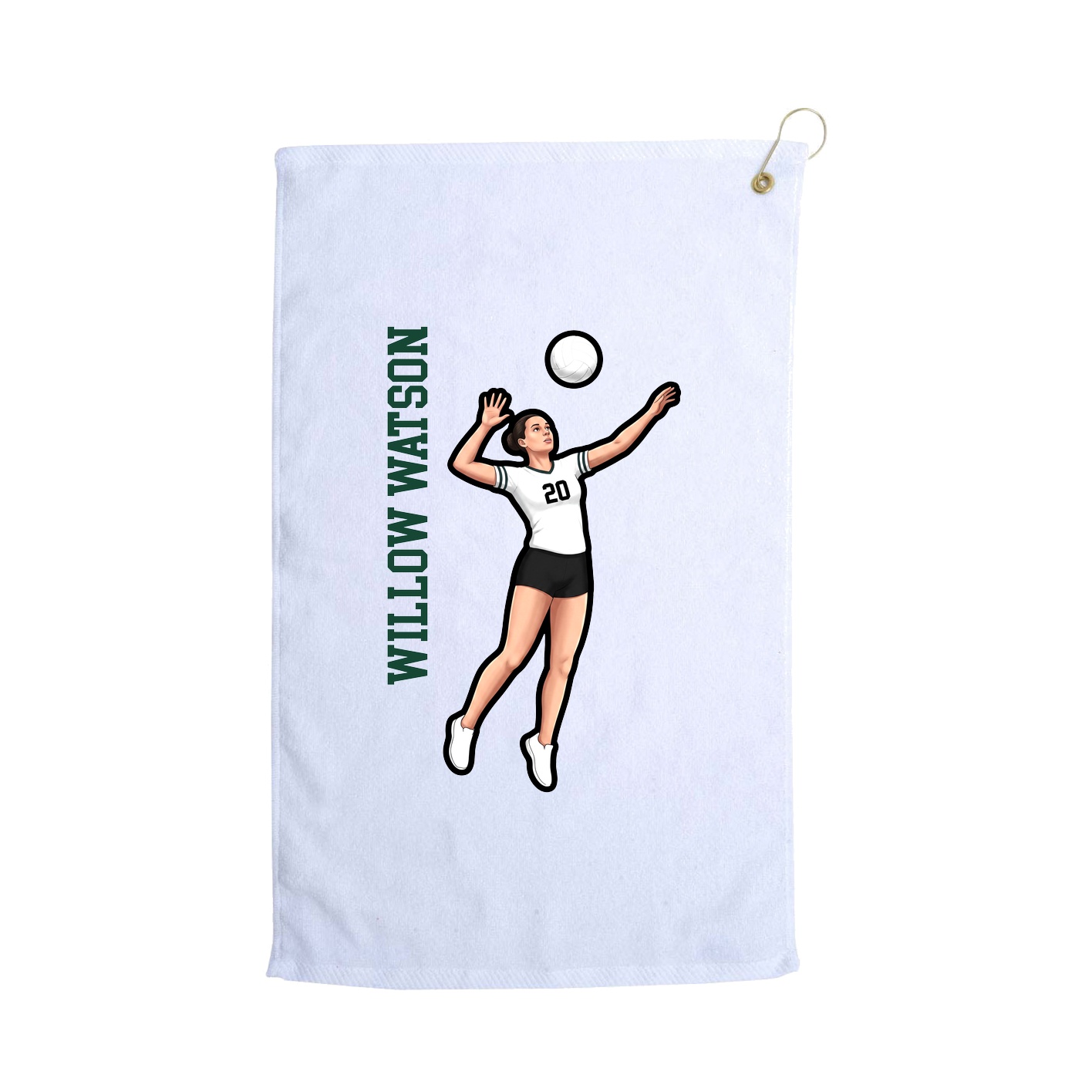 Golf Towel — Name Vertical in White