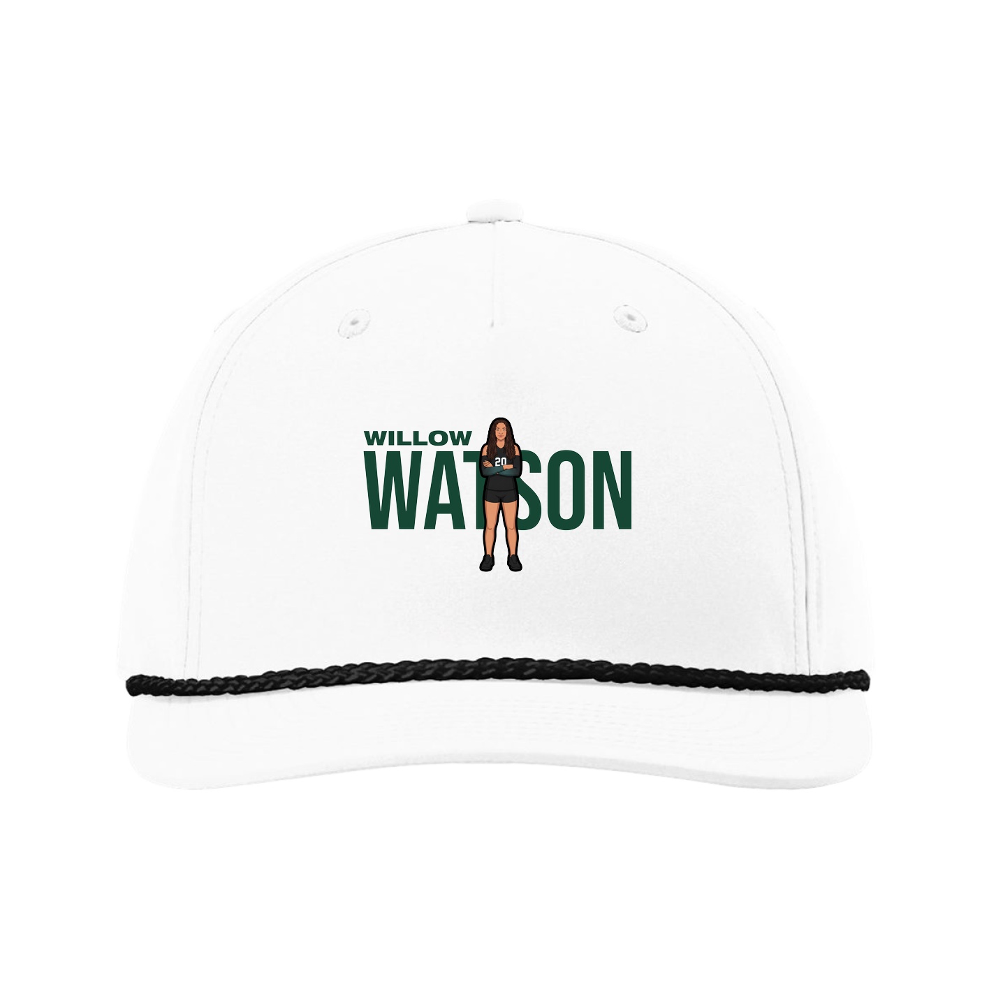 Five-Panel Classic Rope Cap — Player Name in White