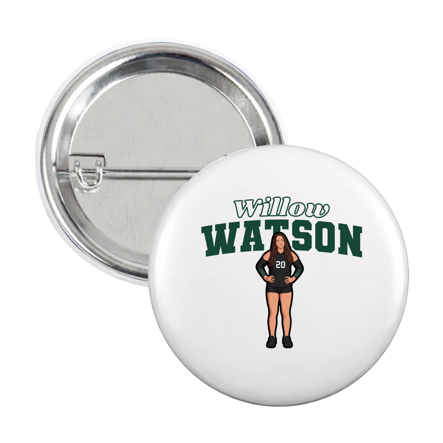 Game Day Button — Name Arch in White