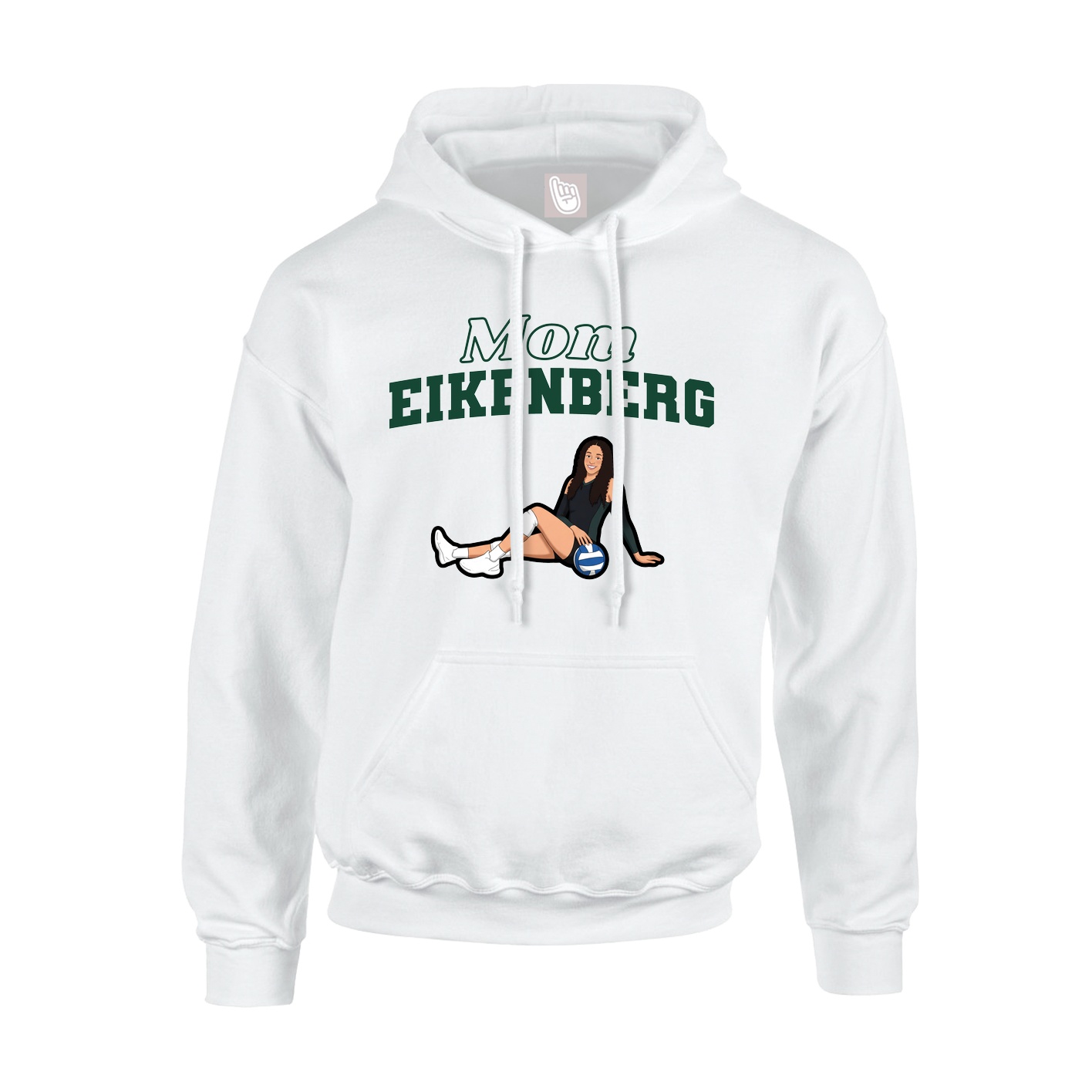 Youth Hoodie — Mothers Day Block in White