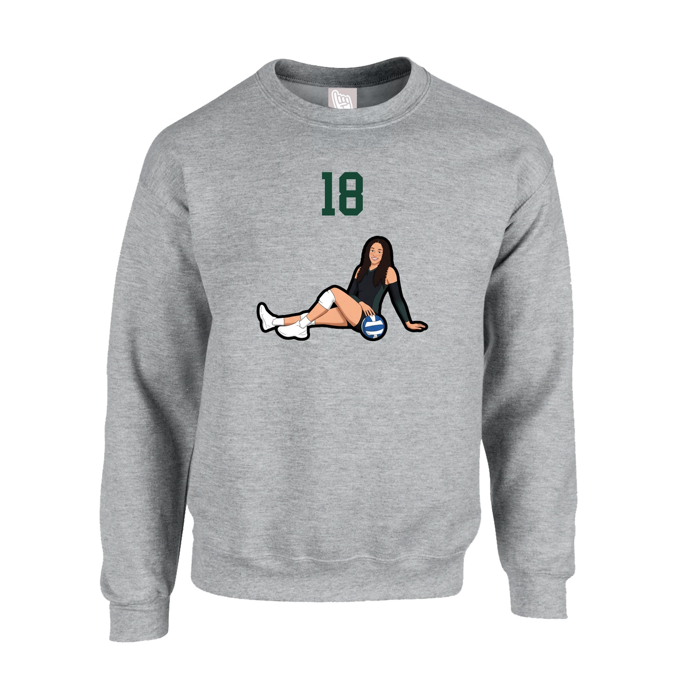 Fleece Crew — Number Top in Grey
