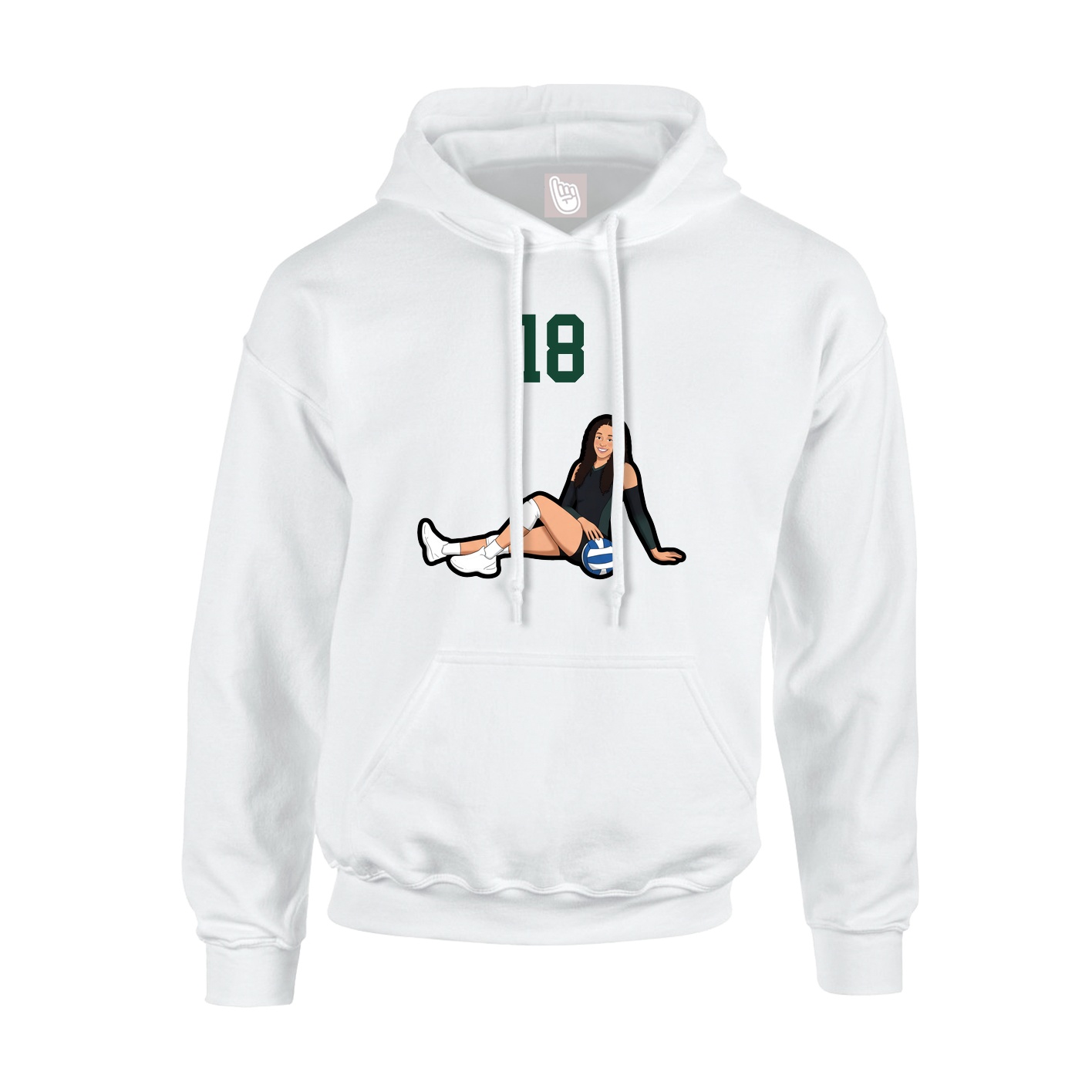 Youth Hoodie — Number Top in White