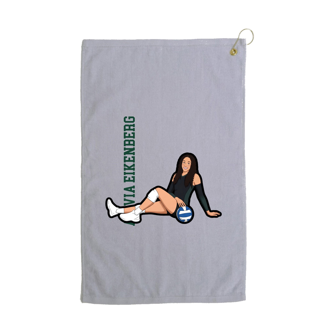 Golf Towel — Name Vertical in Grey