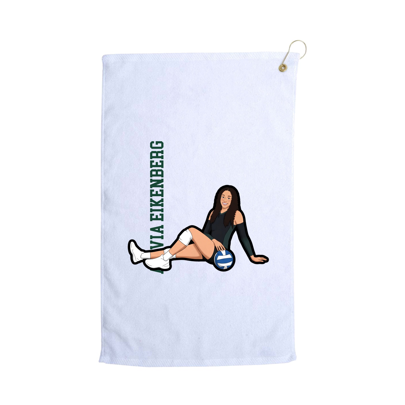 Golf Towel — Name Vertical in White