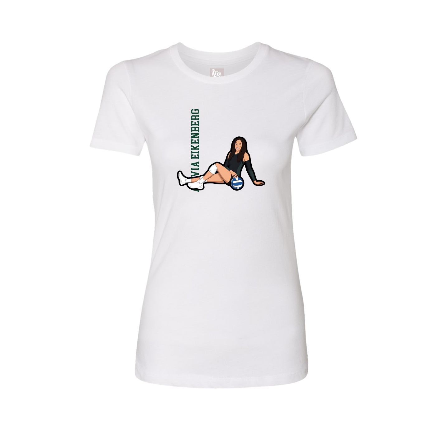 Fitted Women's Tee — Name Vertical in White