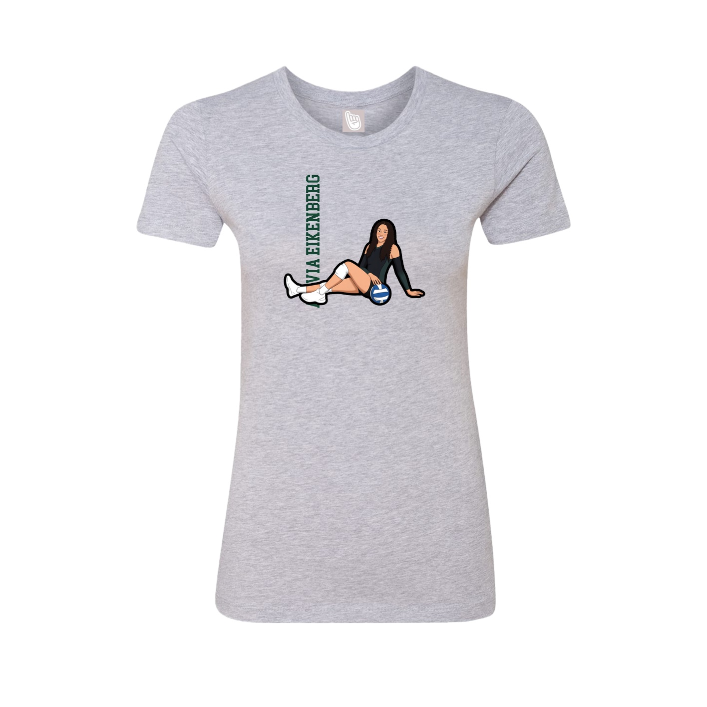 Womens Tee — Name Vertical in Grey