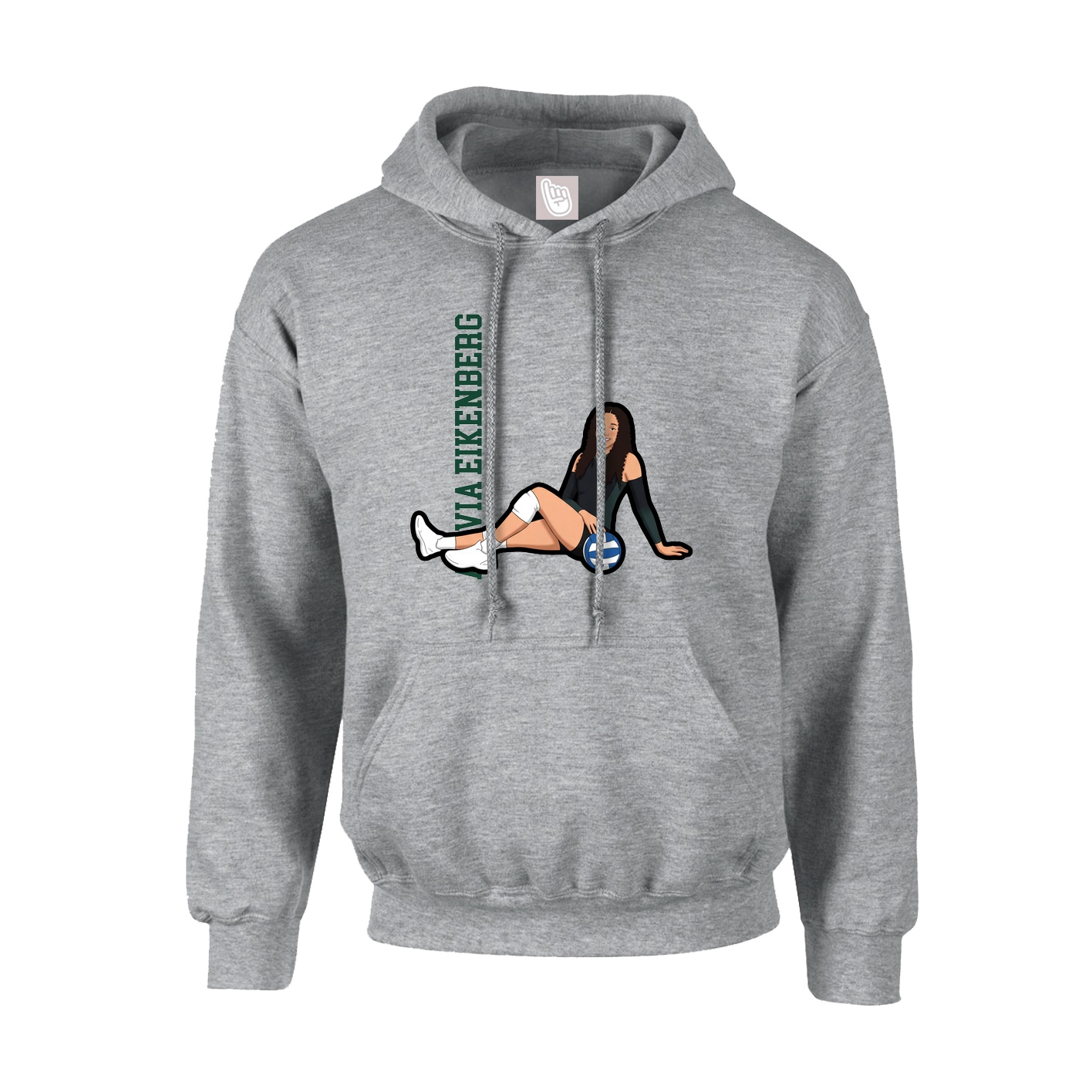Youth Hoodie — Name Vertical in Grey