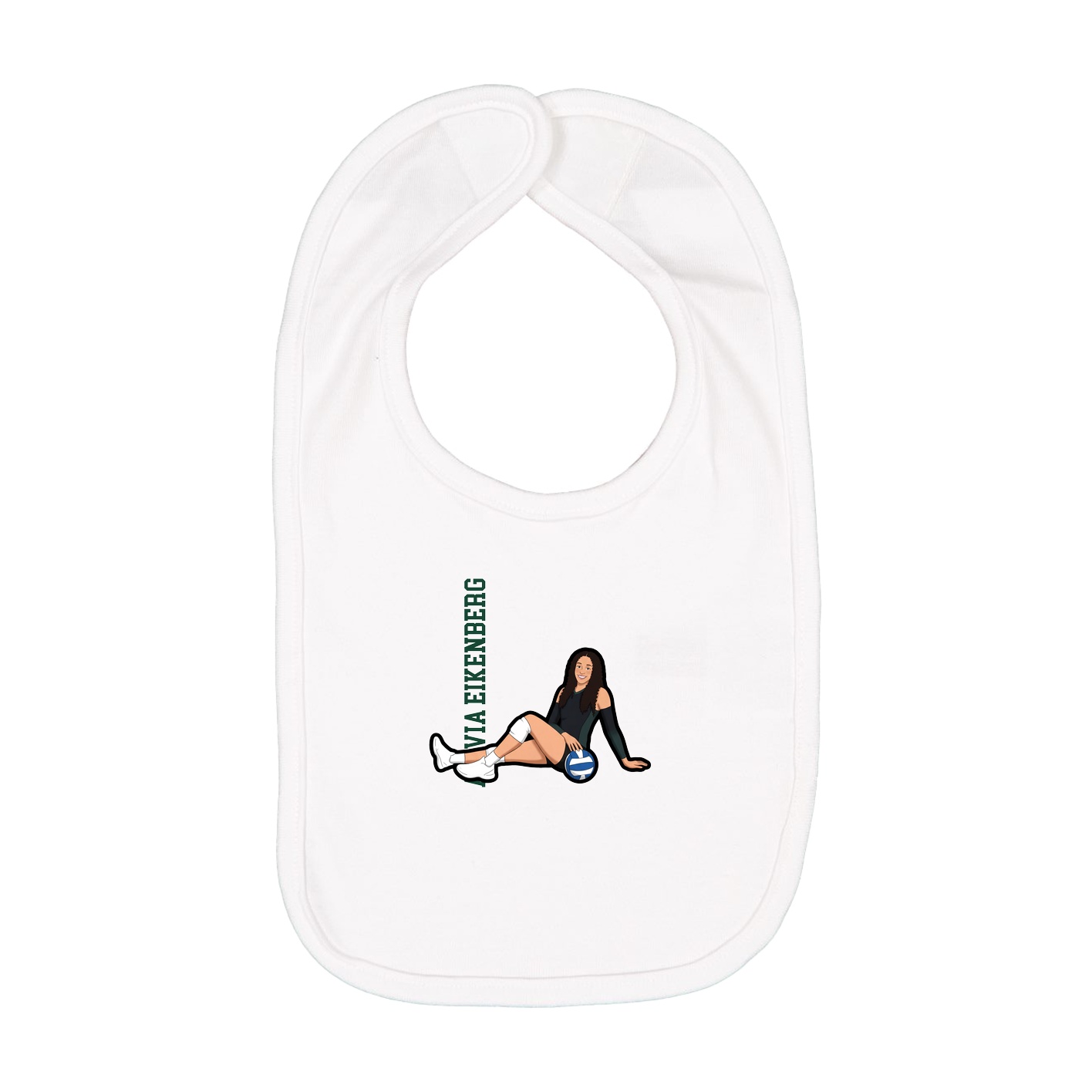 Infant Bib — Name Vertical in White