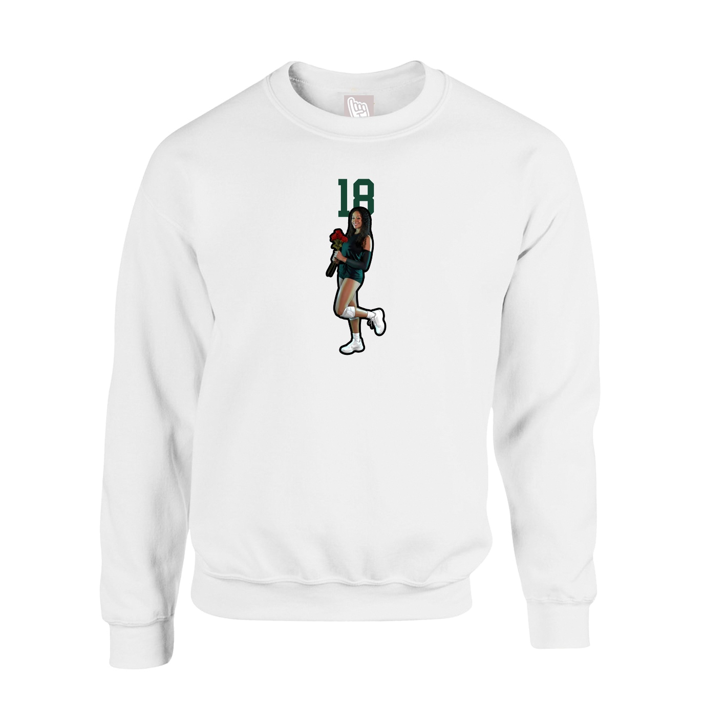 Fleece Crew — Number Top in White