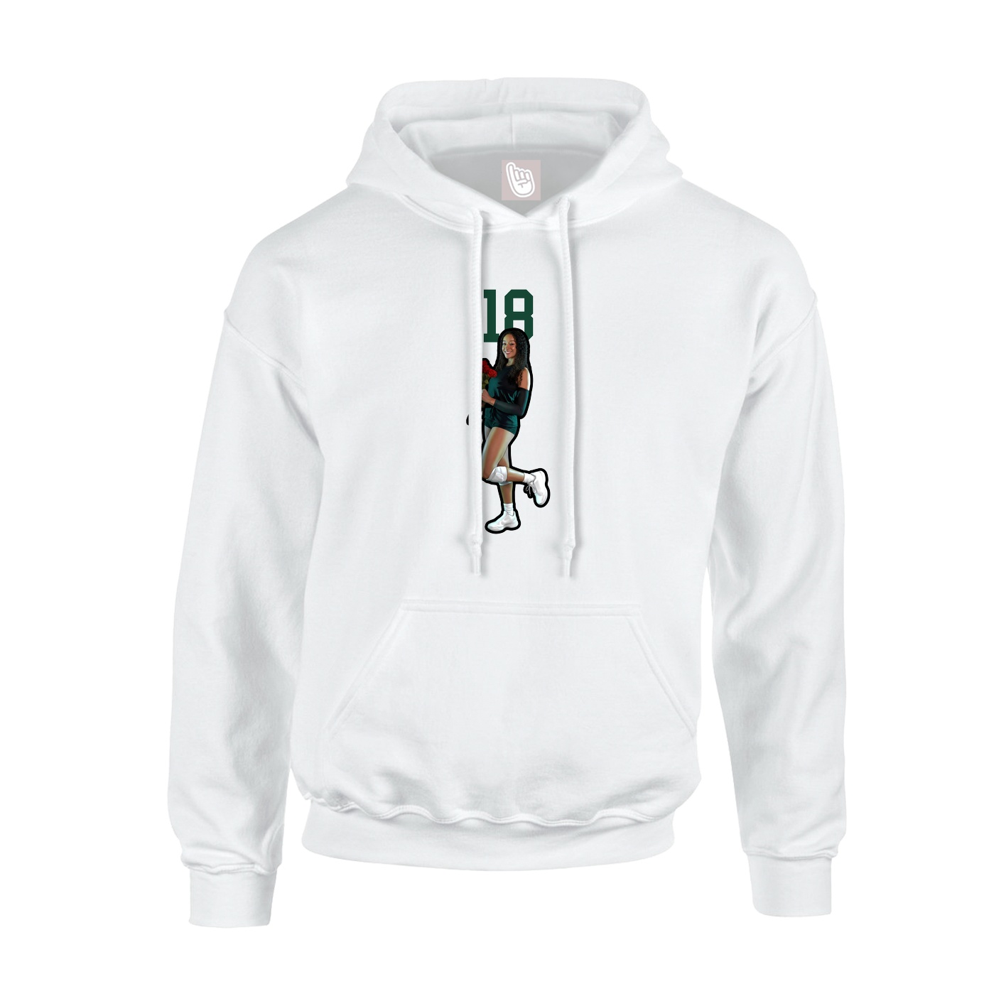 Youth Hoodie — Number Top in White