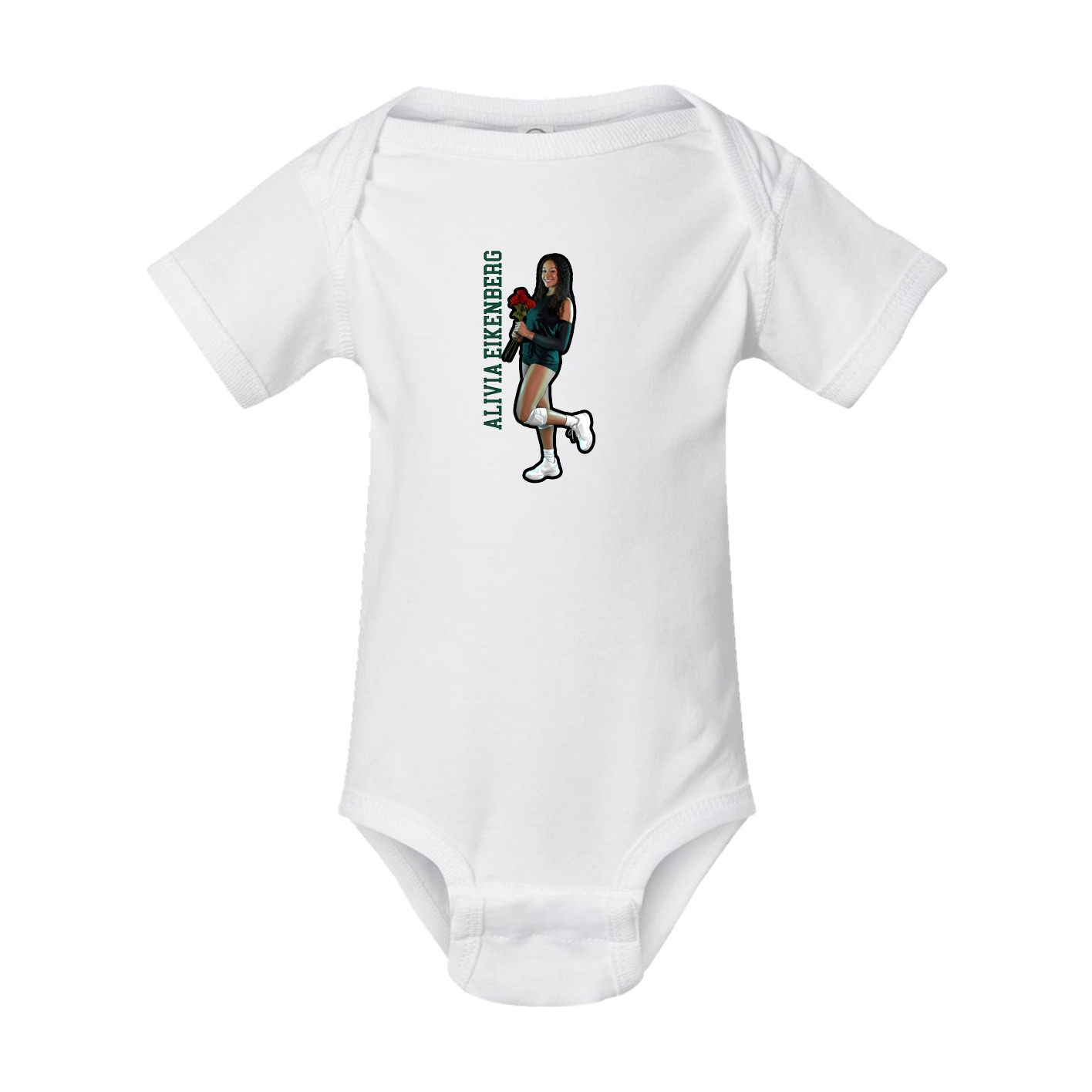 Baby Onesie — Name Vertical in White