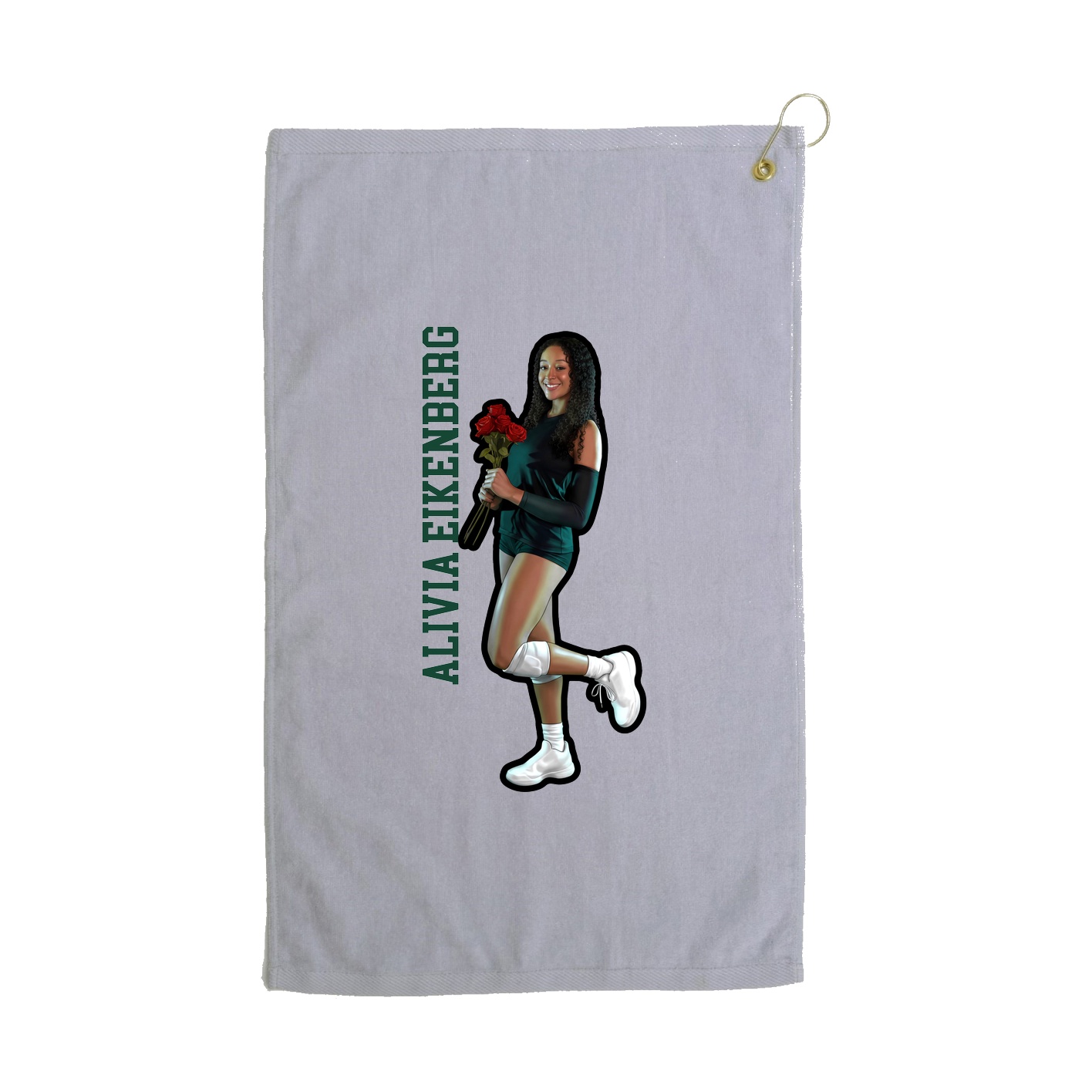 Golf Towel — Name Vertical in Grey