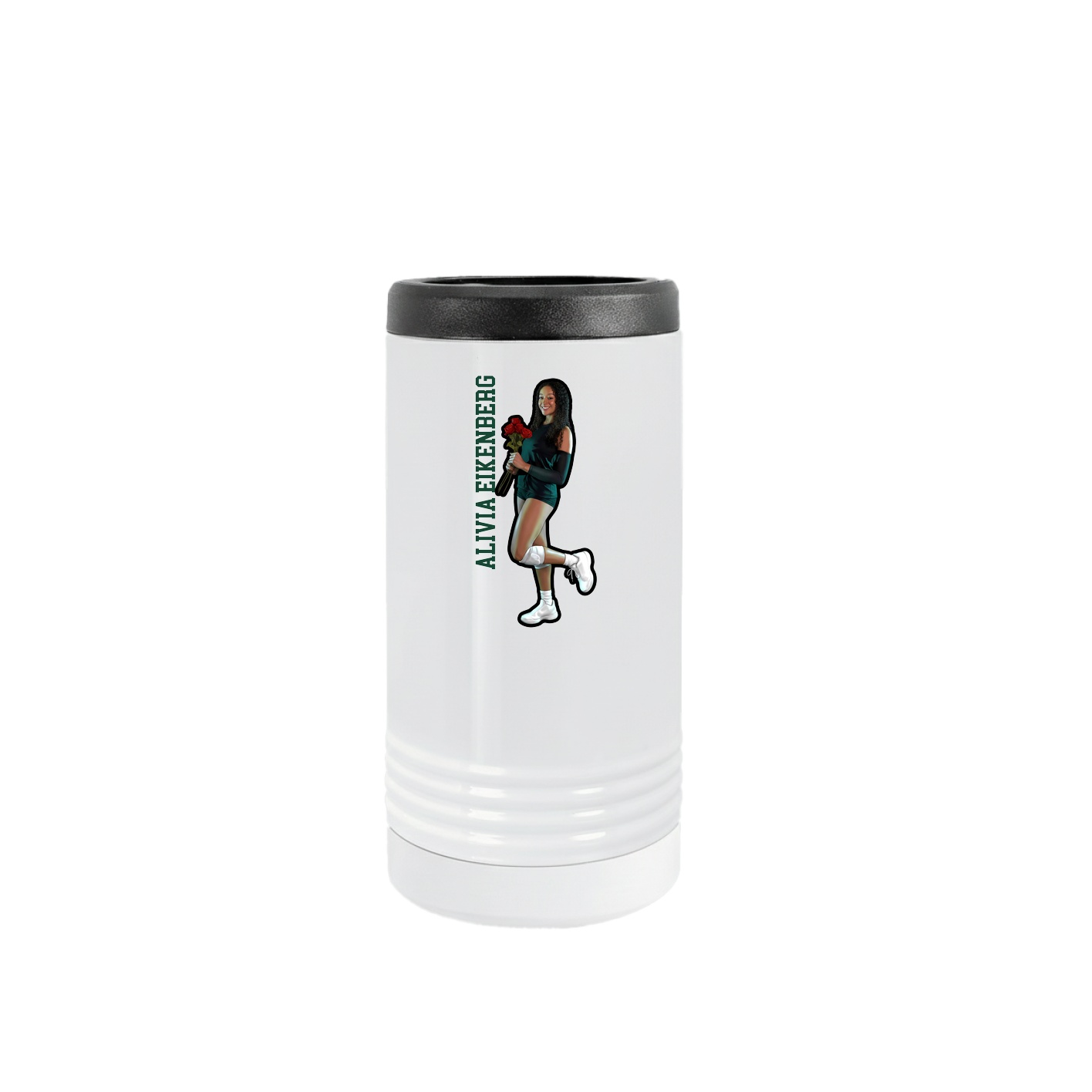 Slim Beverage Holder — Name Vertical in White