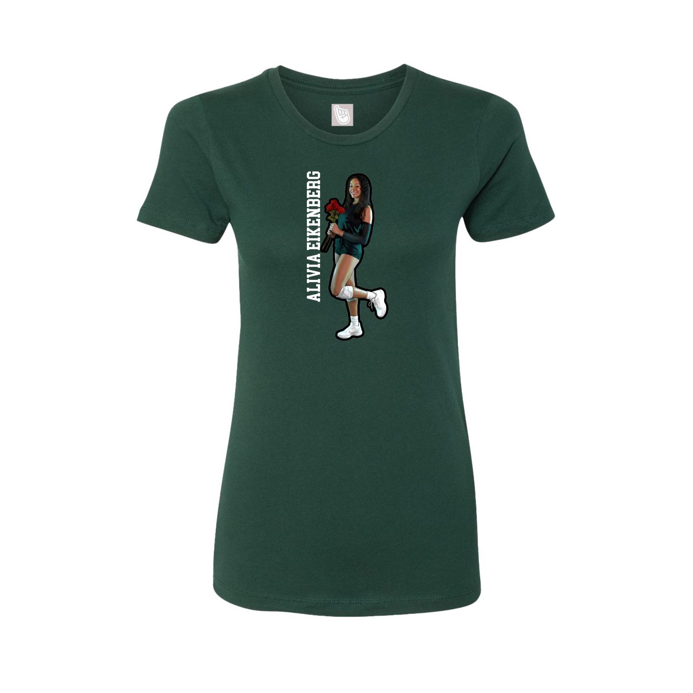 Fitted Women's Tee — Name Vertical in Green