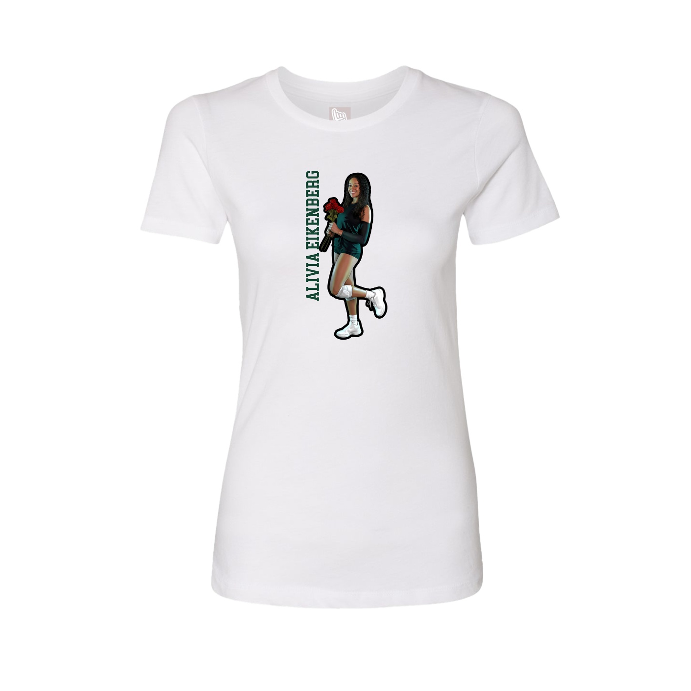 Womens Tee — Name Vertical in White