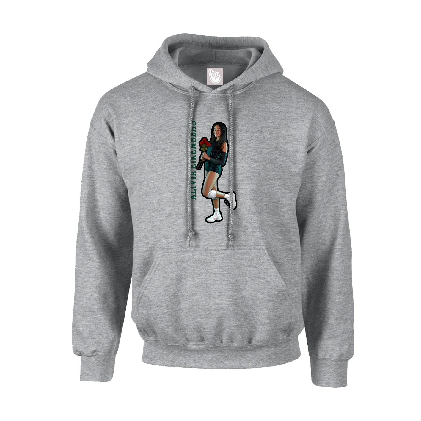 Youth Hoodie — Name Vertical in Grey