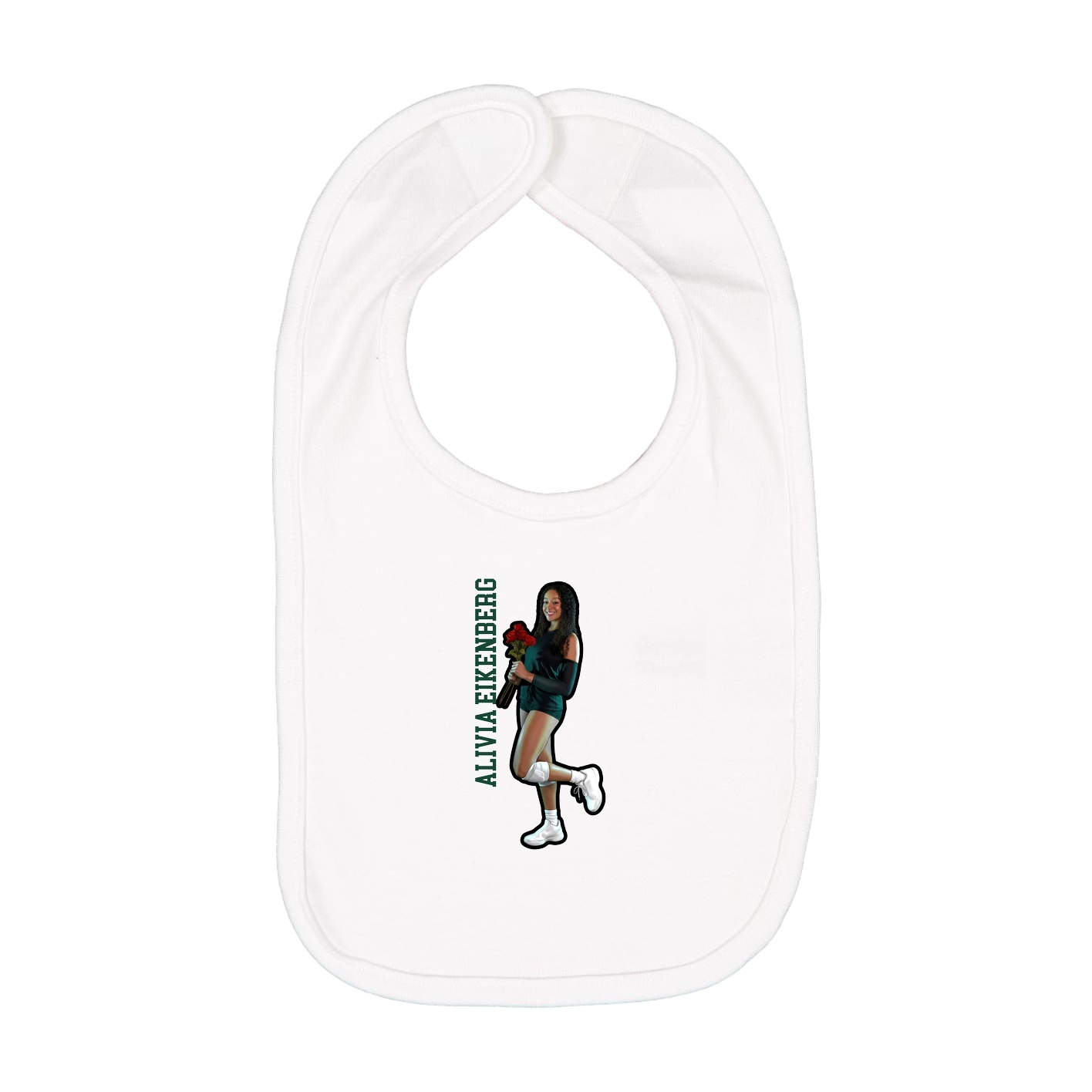 Infant Bib — Name Vertical in White