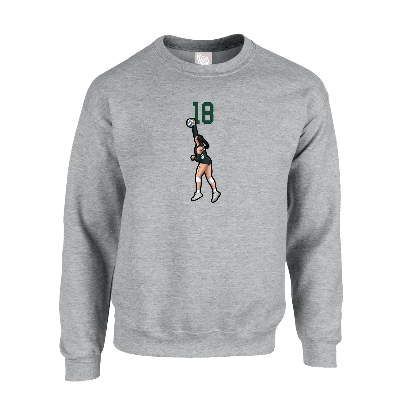 Fleece Crew — Number Top in Grey