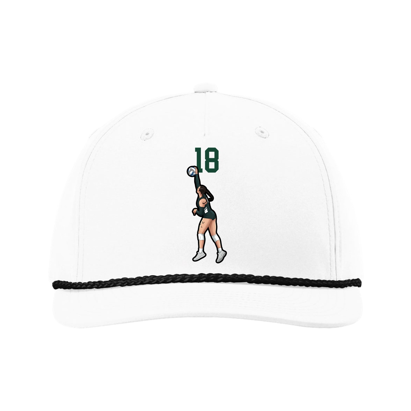 Five-Panel Classic Rope Cap — Number Top in White