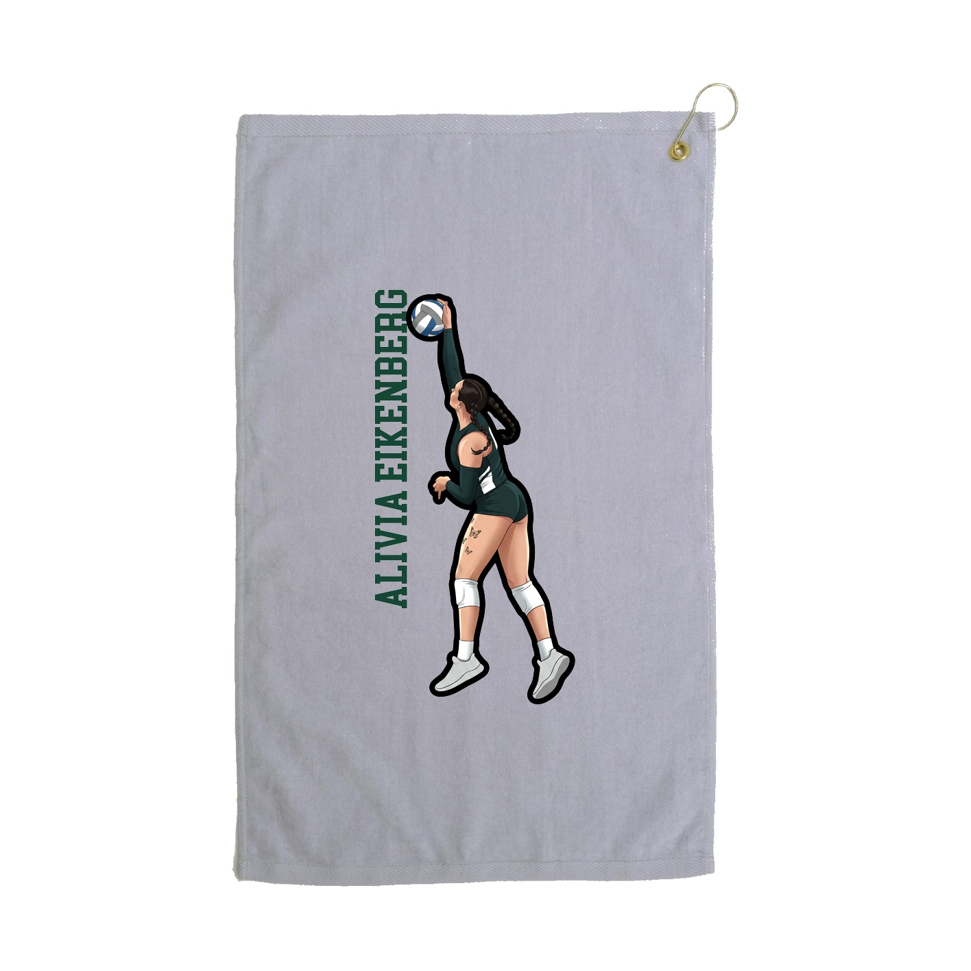 Golf Towel — Name Vertical in Grey