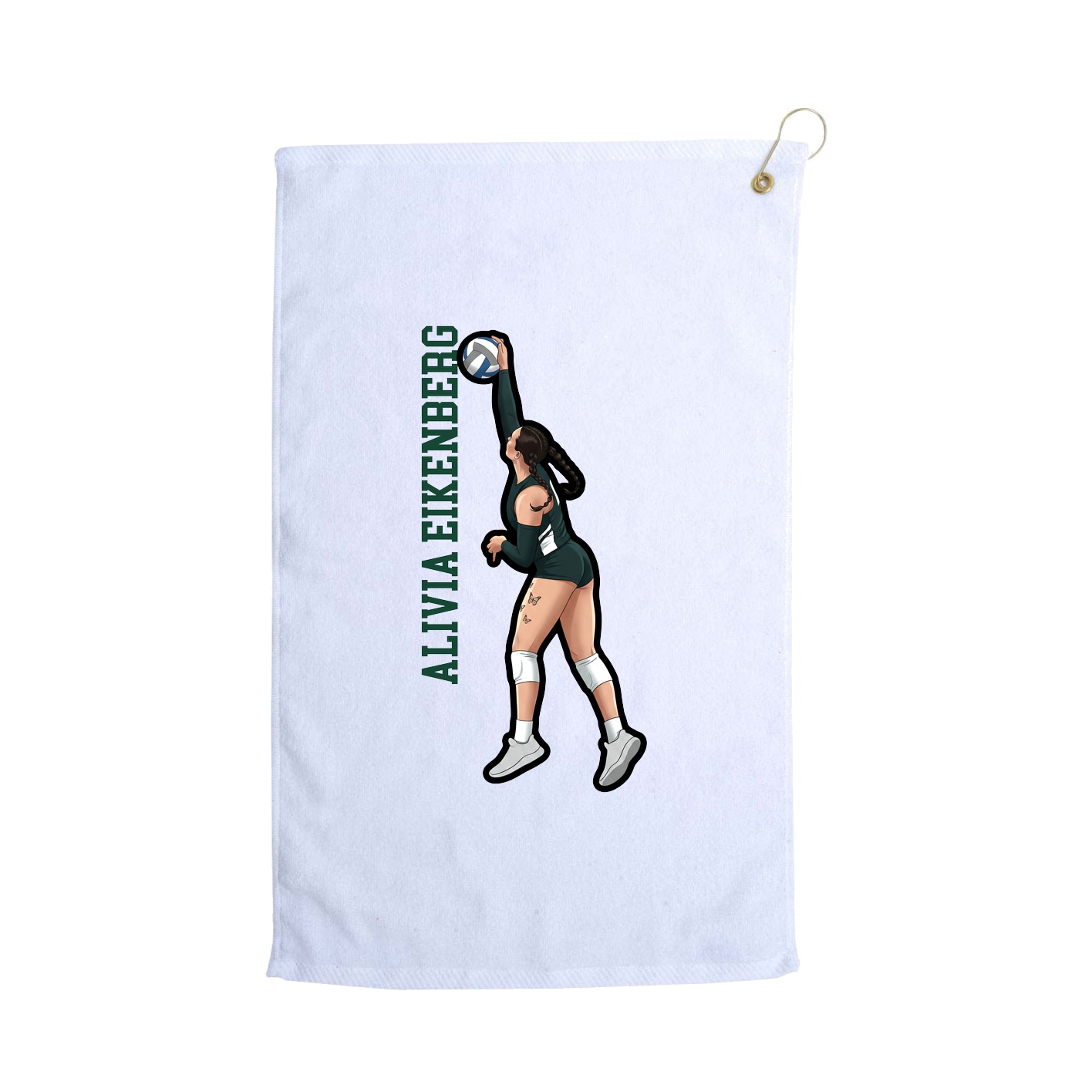 Golf Towel — Name Vertical in White