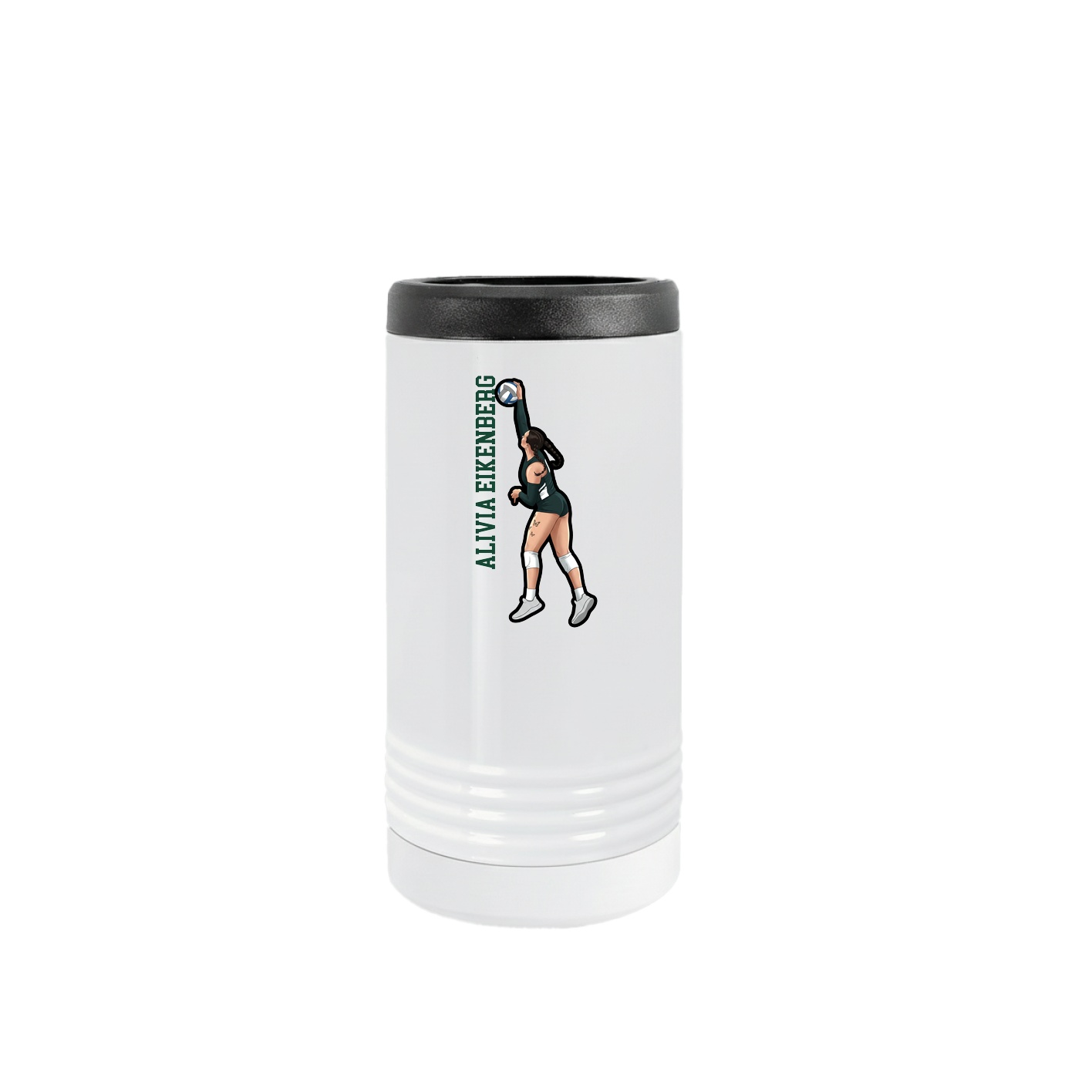 Slim Beverage Holder — Name Vertical in White