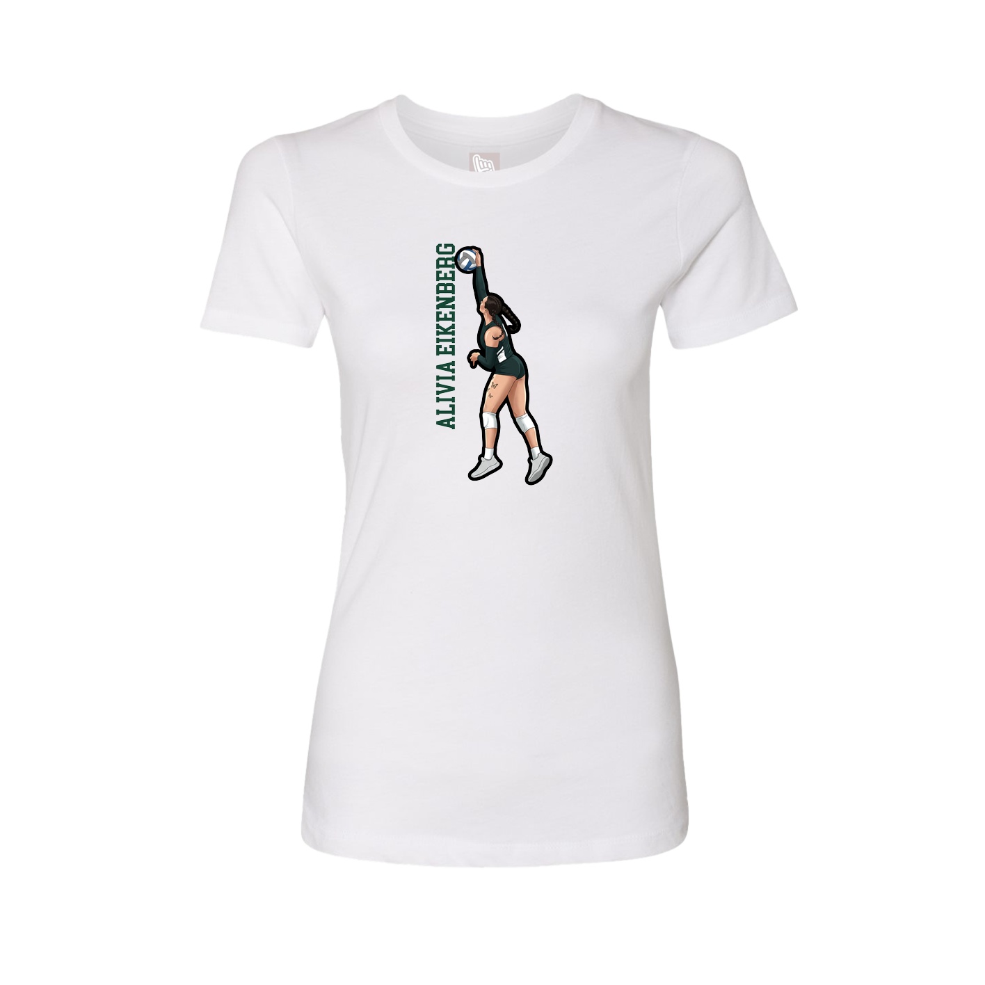 Fitted Women's Tee — Name Vertical in White