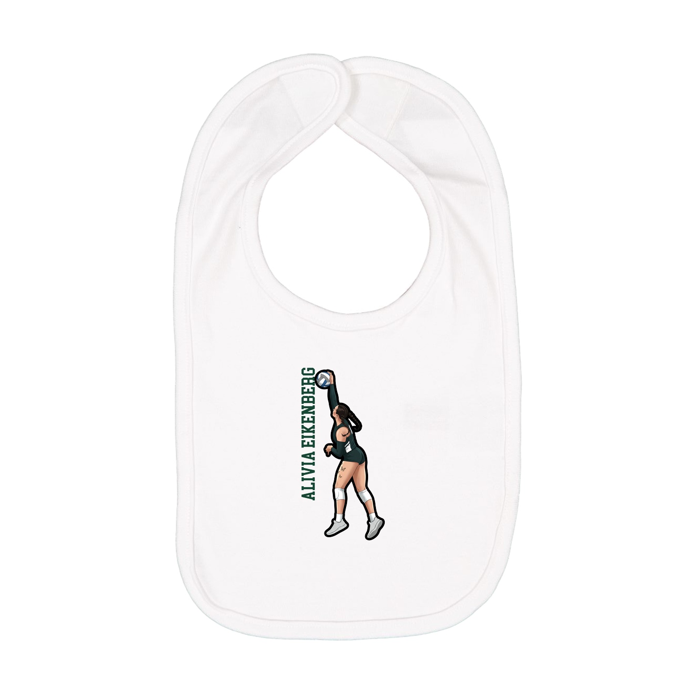 Infant Bib — Name Vertical in White