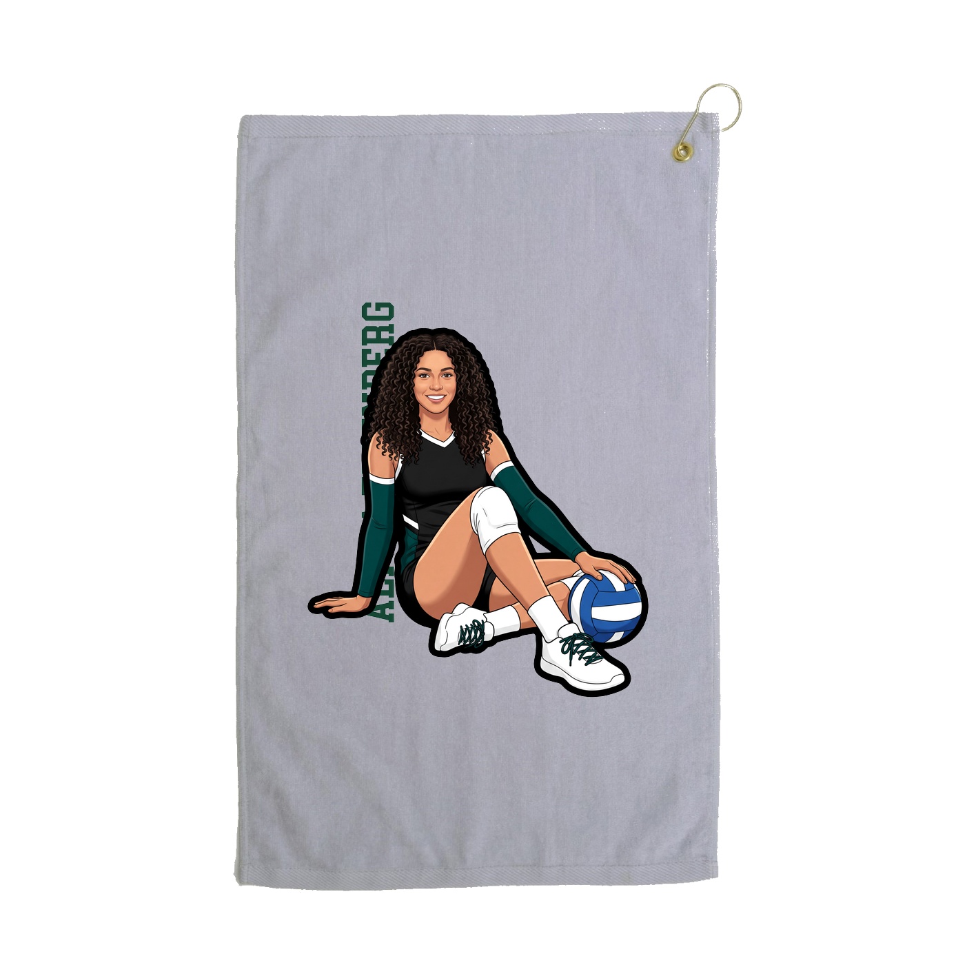 Golf Towel — Name Vertical in Grey