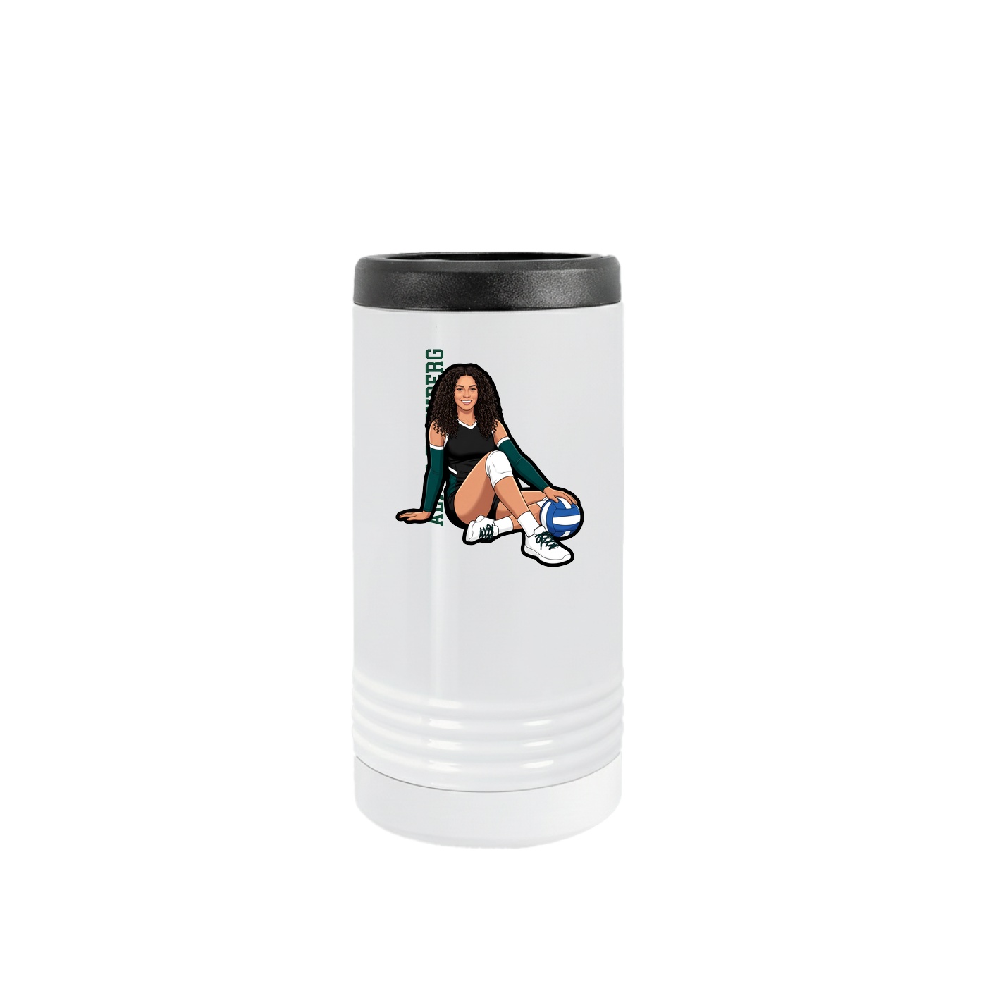 Slim Beverage Holder — Name Vertical in White