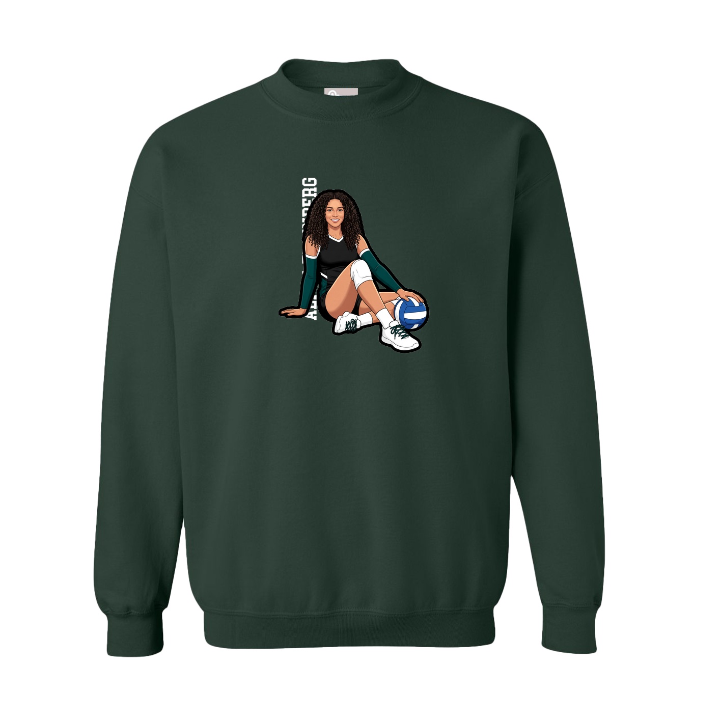 Fleece Crew — Name Vertical in Green