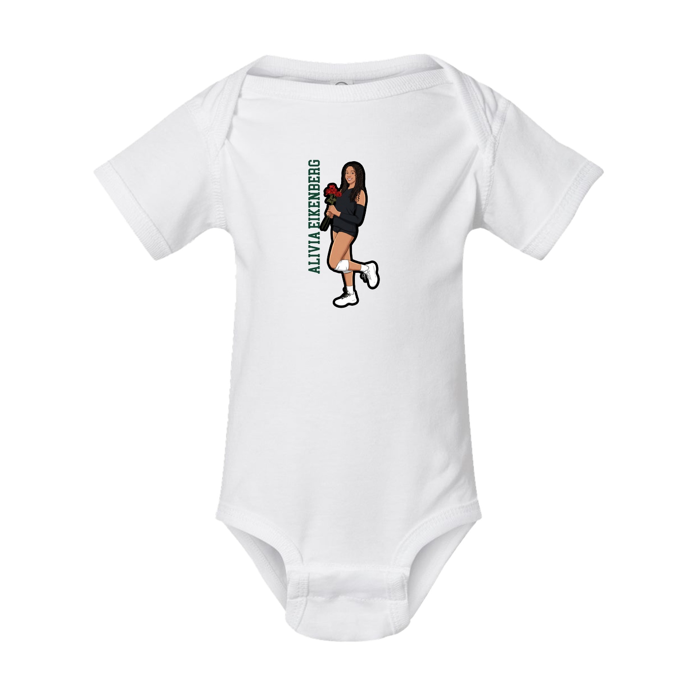 Baby Onesie — Name Vertical in White