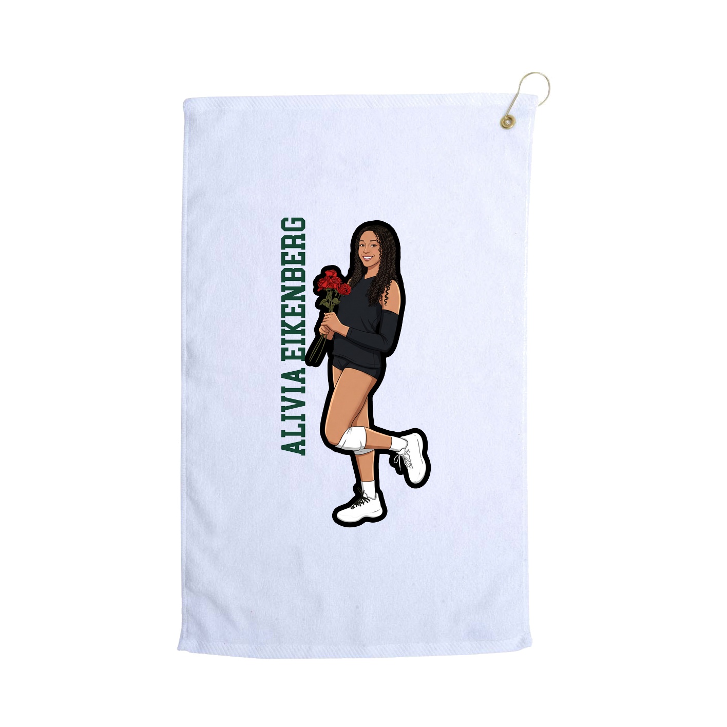 Golf Towel — Name Vertical in White
