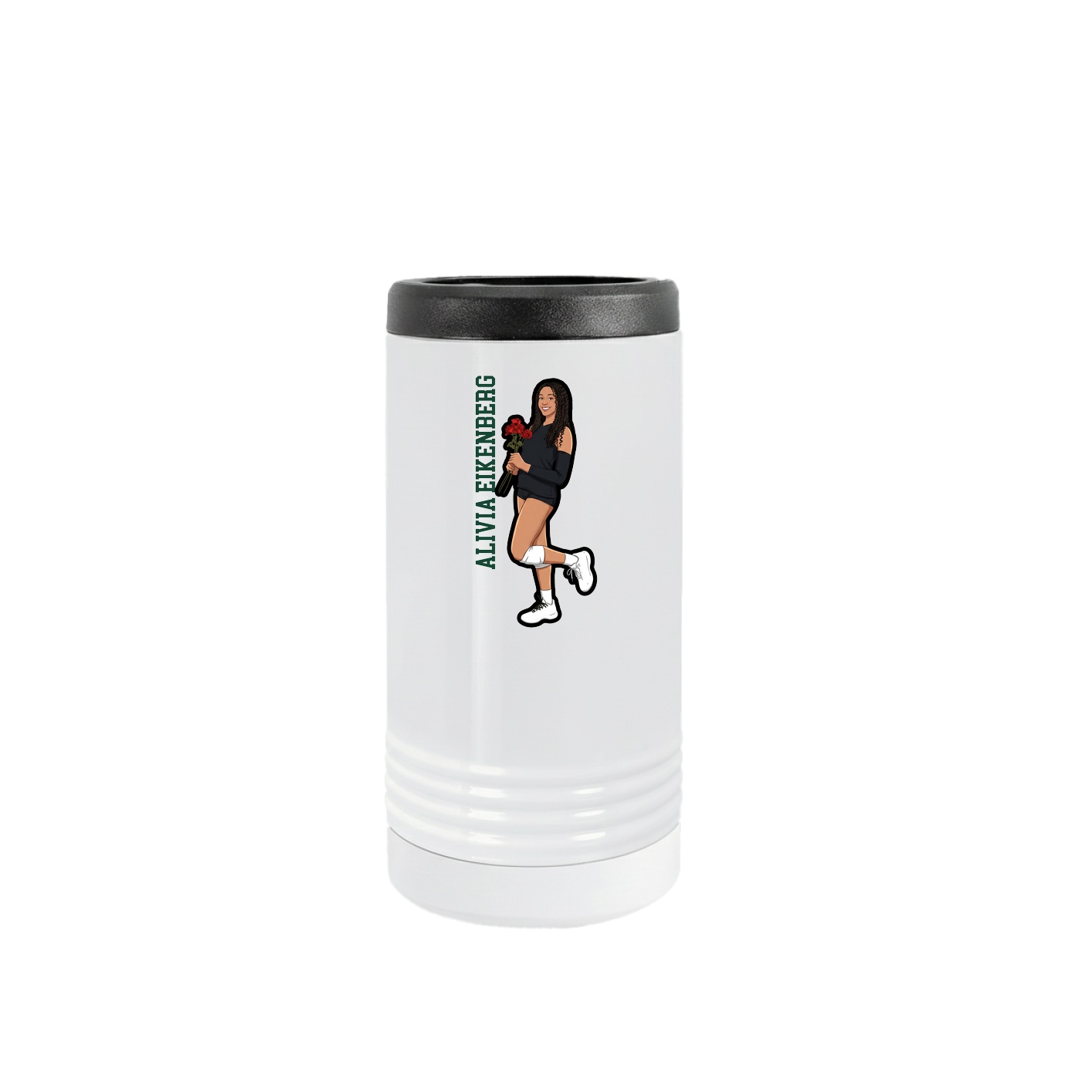 Slim Beverage Holder — Name Vertical in White