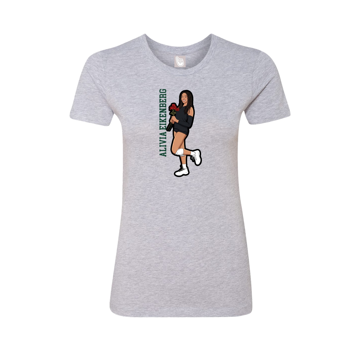 Womens Tee — Name Vertical in Grey