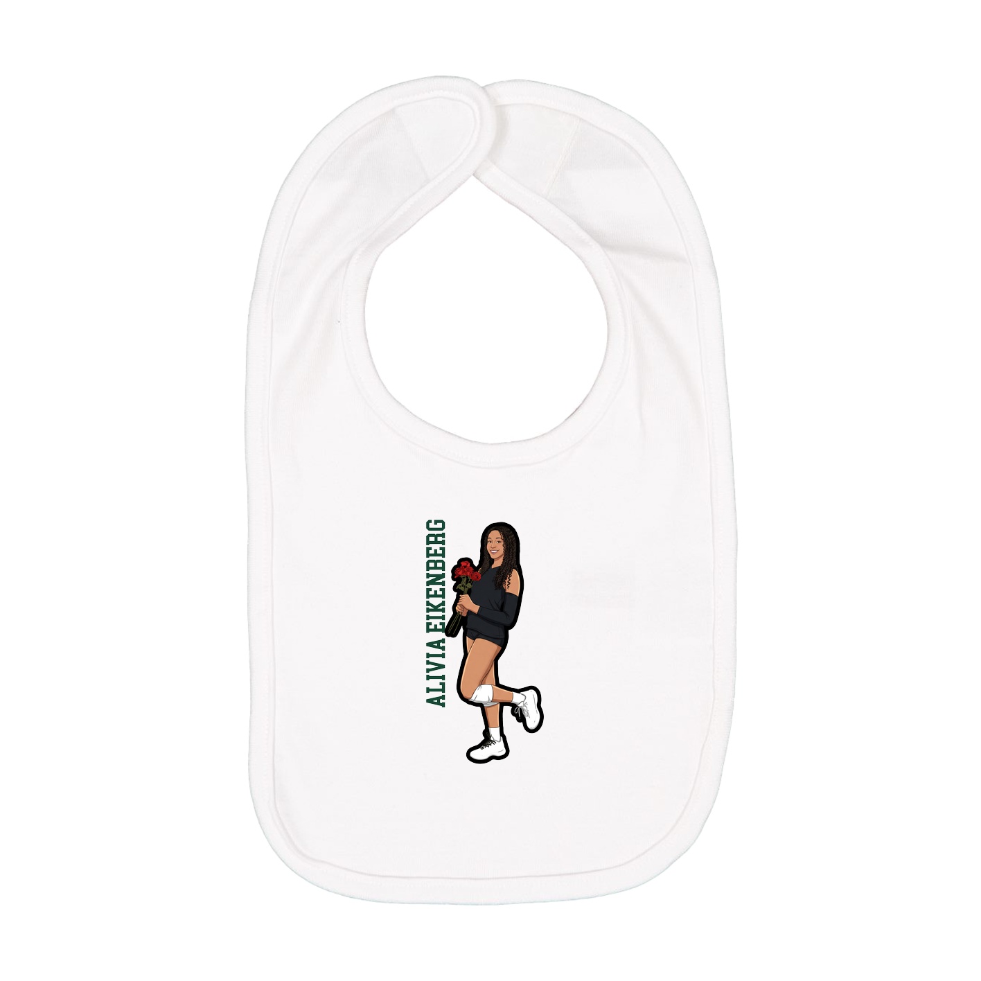 Infant Bib — Name Vertical in White