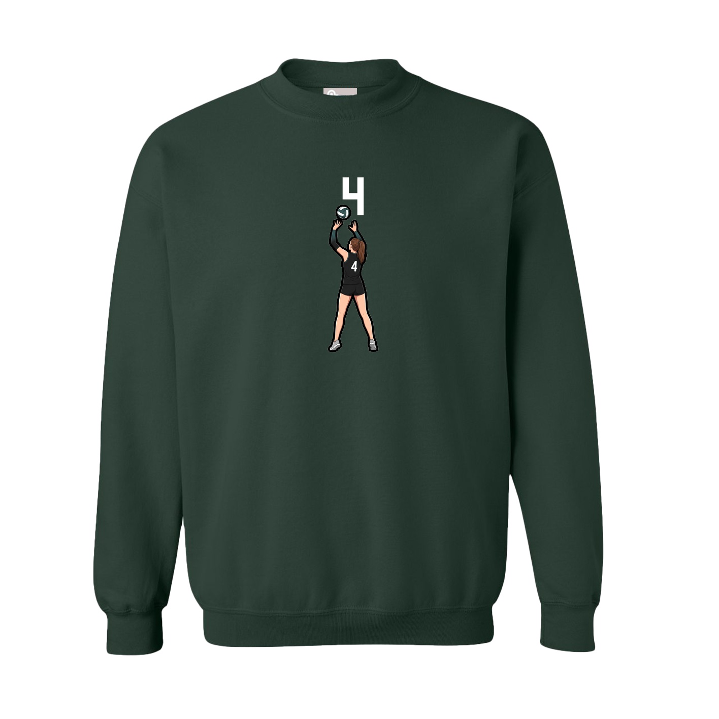 Fleece Crew — Number Top in Green