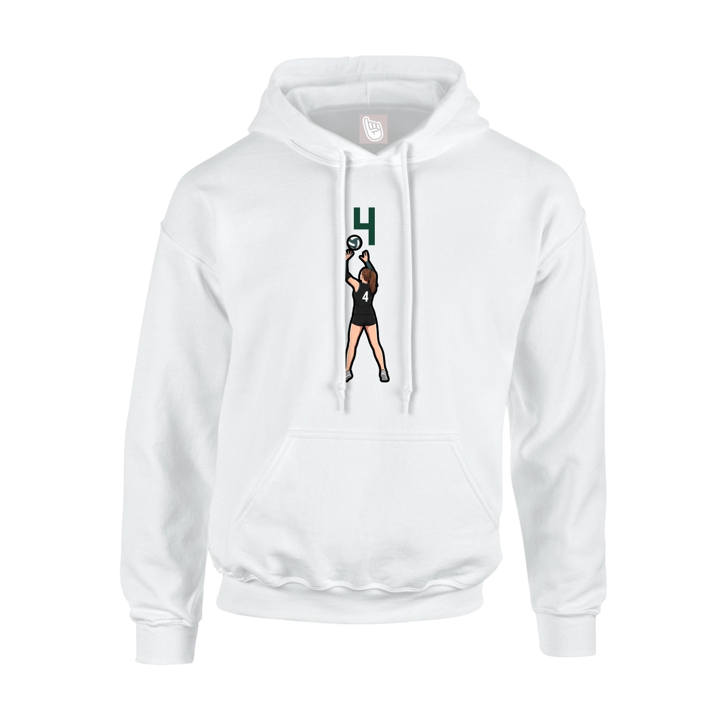 Youth Hoodie — Number Top in White