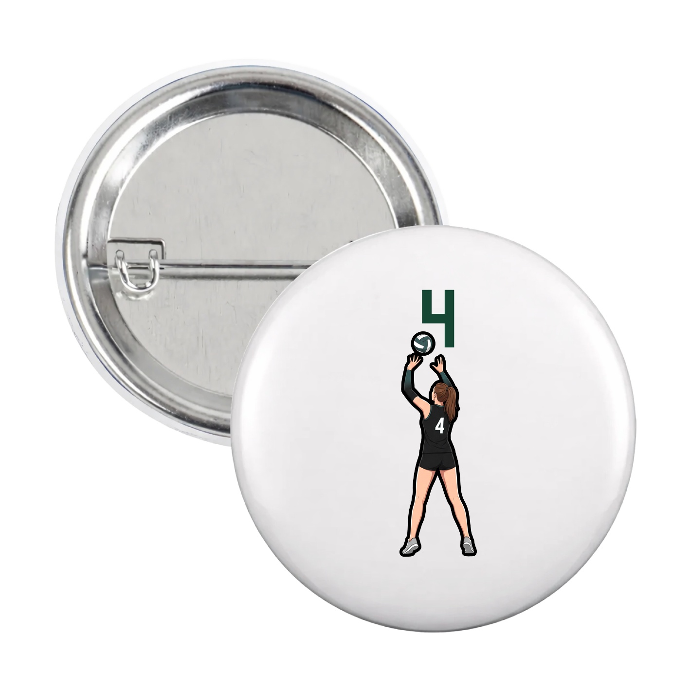 Game Day Button — Number Top in White