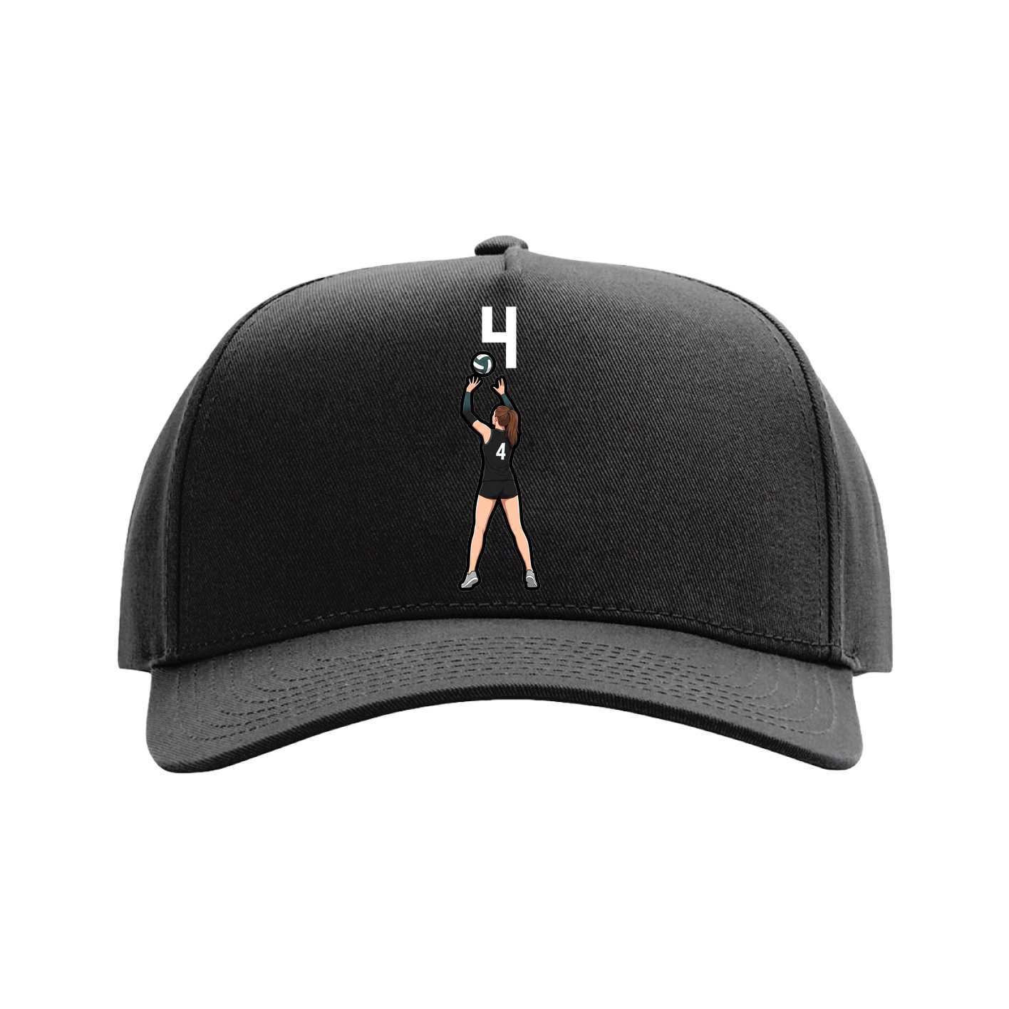 Full Fabric Five-Panel Champ Cap — Number Top in Black
