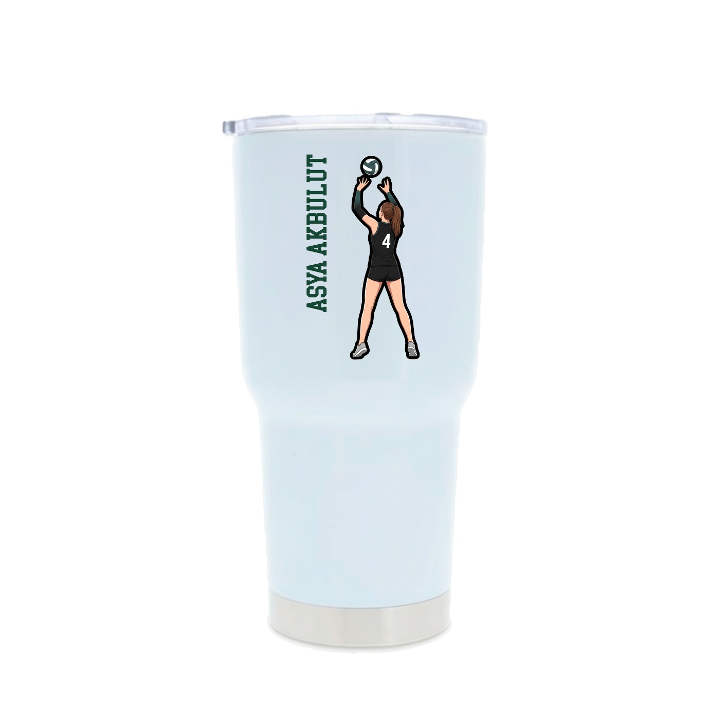 30oz Stainless Steel Tumbler — Name Vertical in White