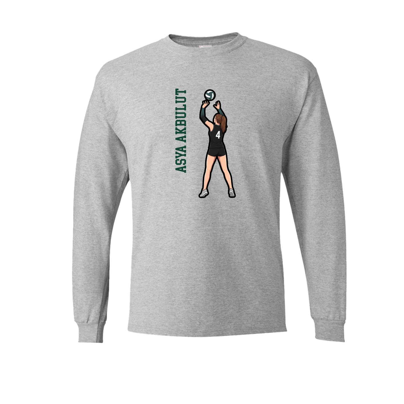 Long Sleeve Tee — Name Vertical in Grey