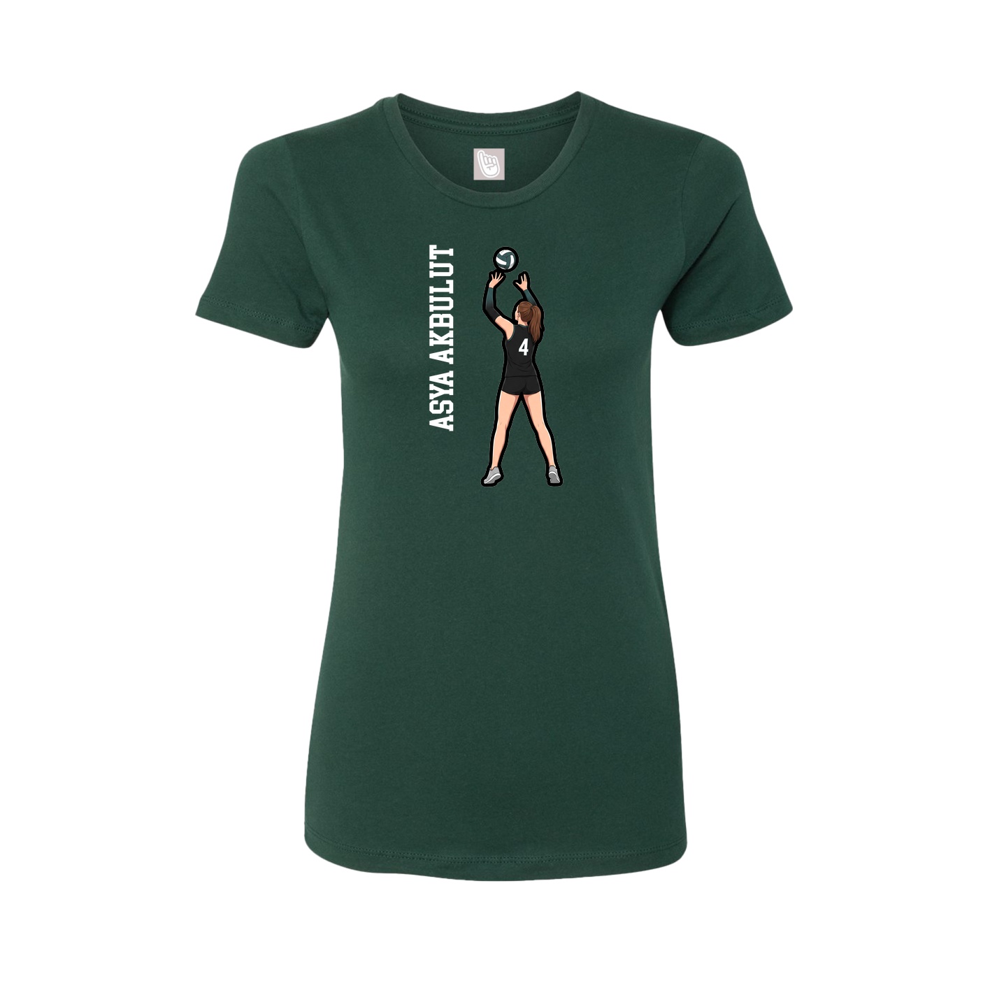 Womens Tee — Name Vertical in Green