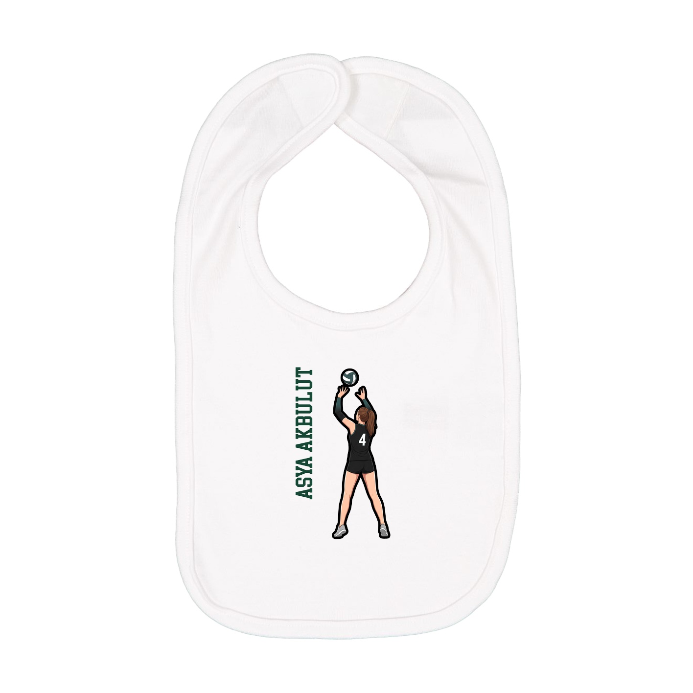 Infant Bib — Name Vertical in White