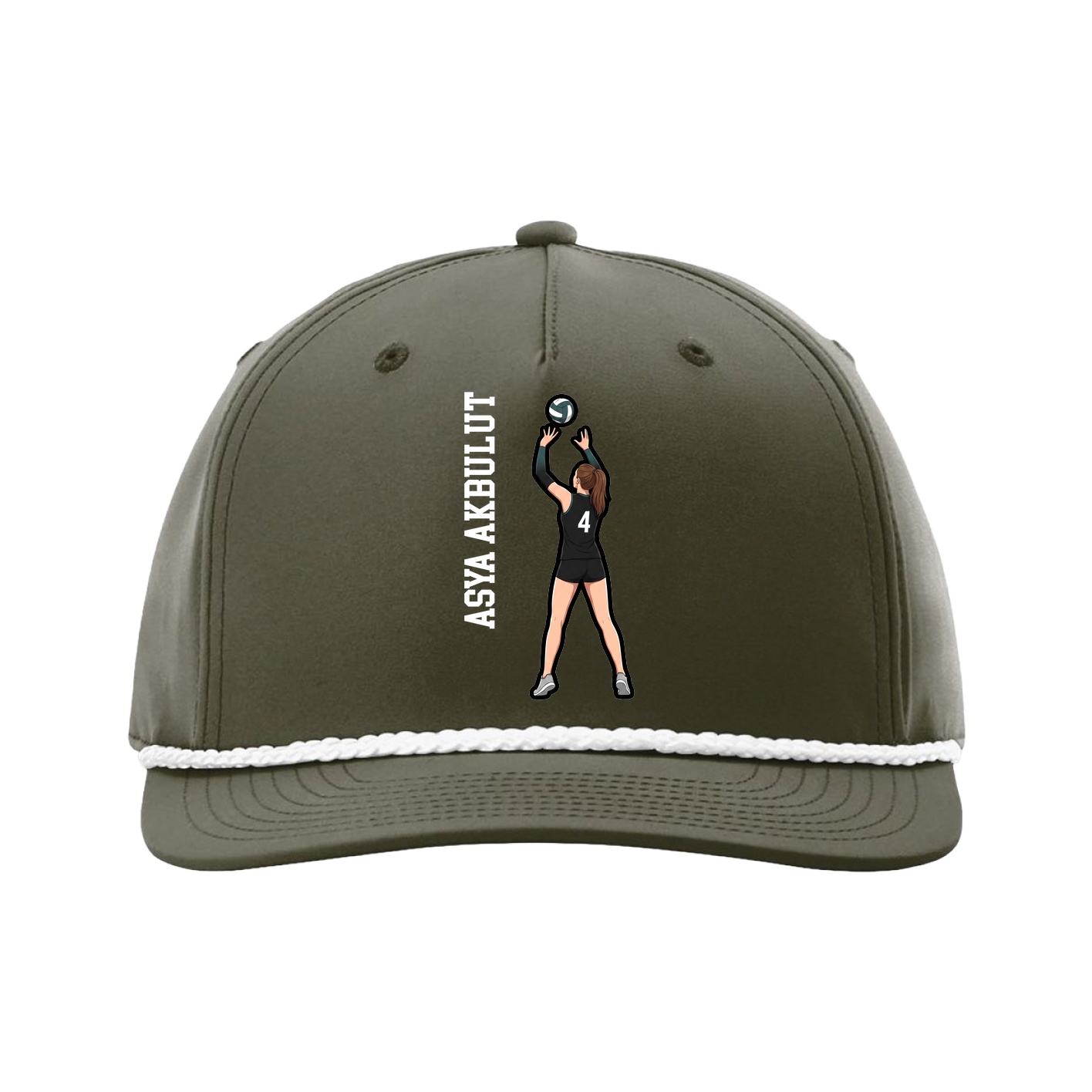 Five-Panel Classic Rope Cap — Name Vertical in Green