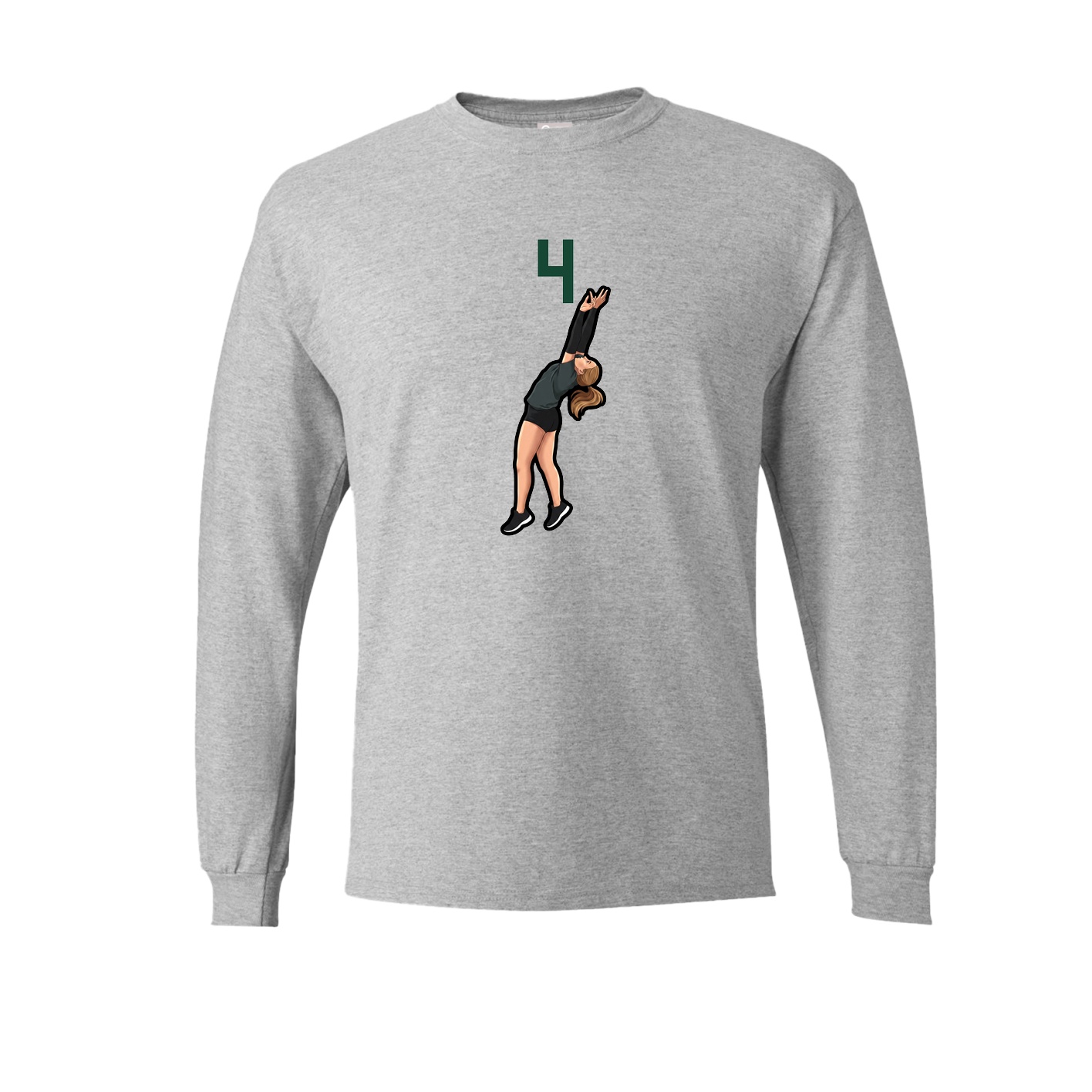 Long Sleeve Tee — Number Top in Grey
