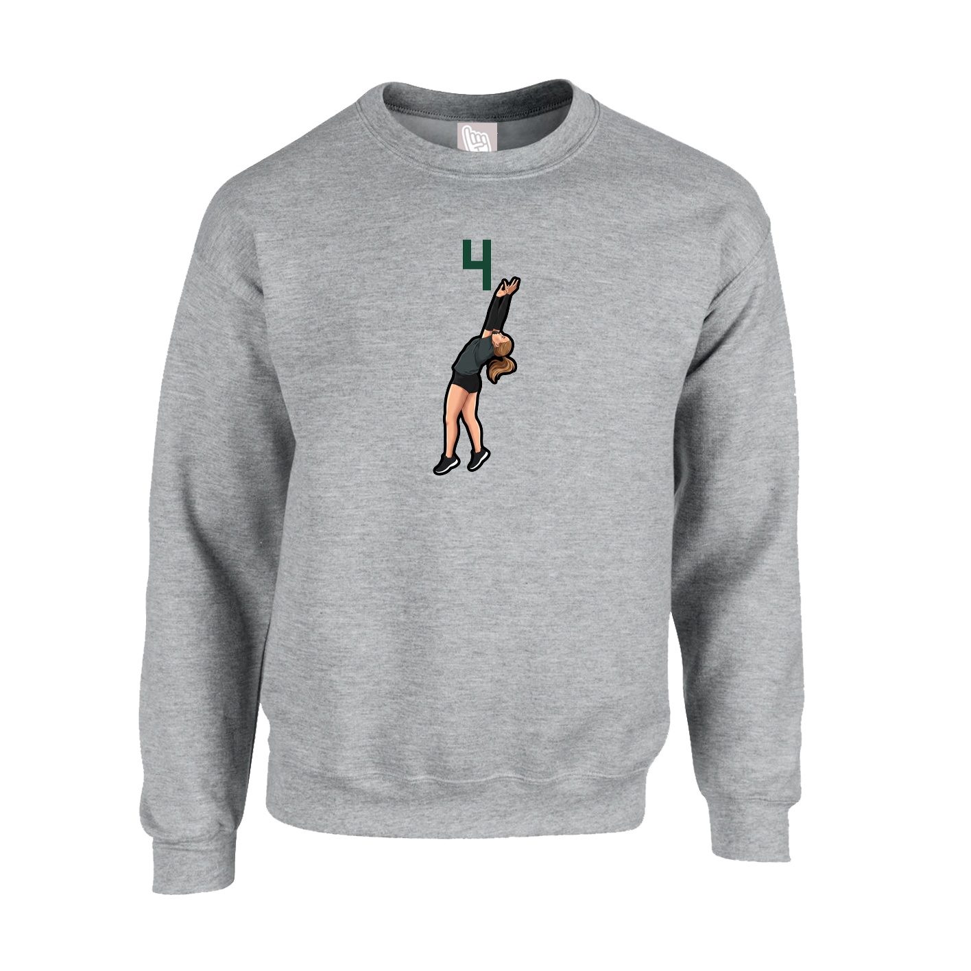 Fleece Crew — Number Top in Grey