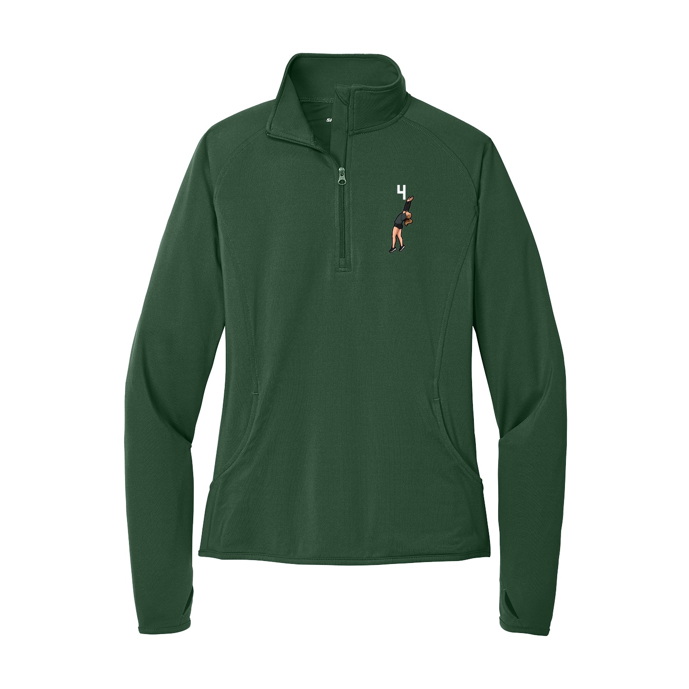 Women's Q-Zip Pullover — Number Top in Green