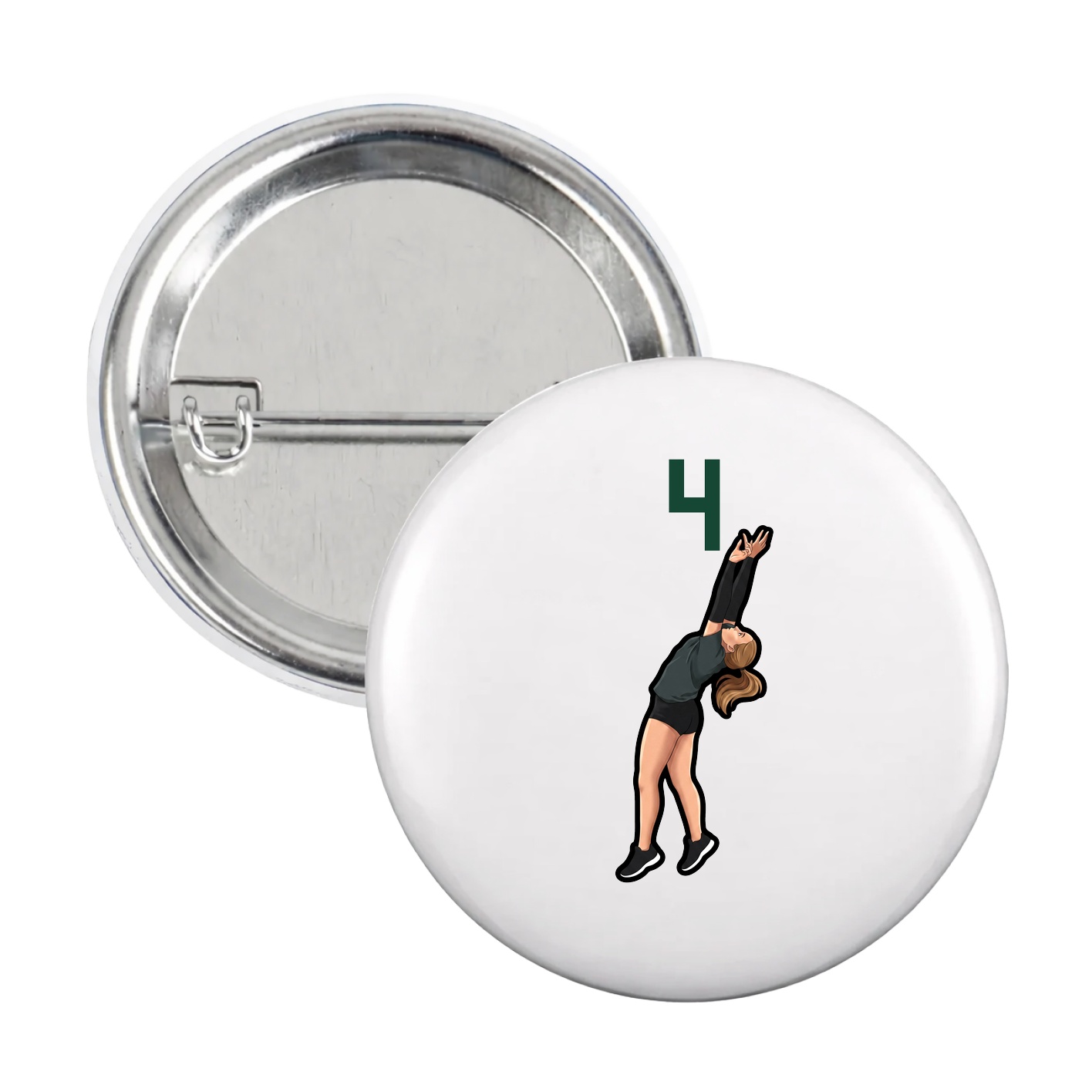 Game Day Button — Number Top in White
