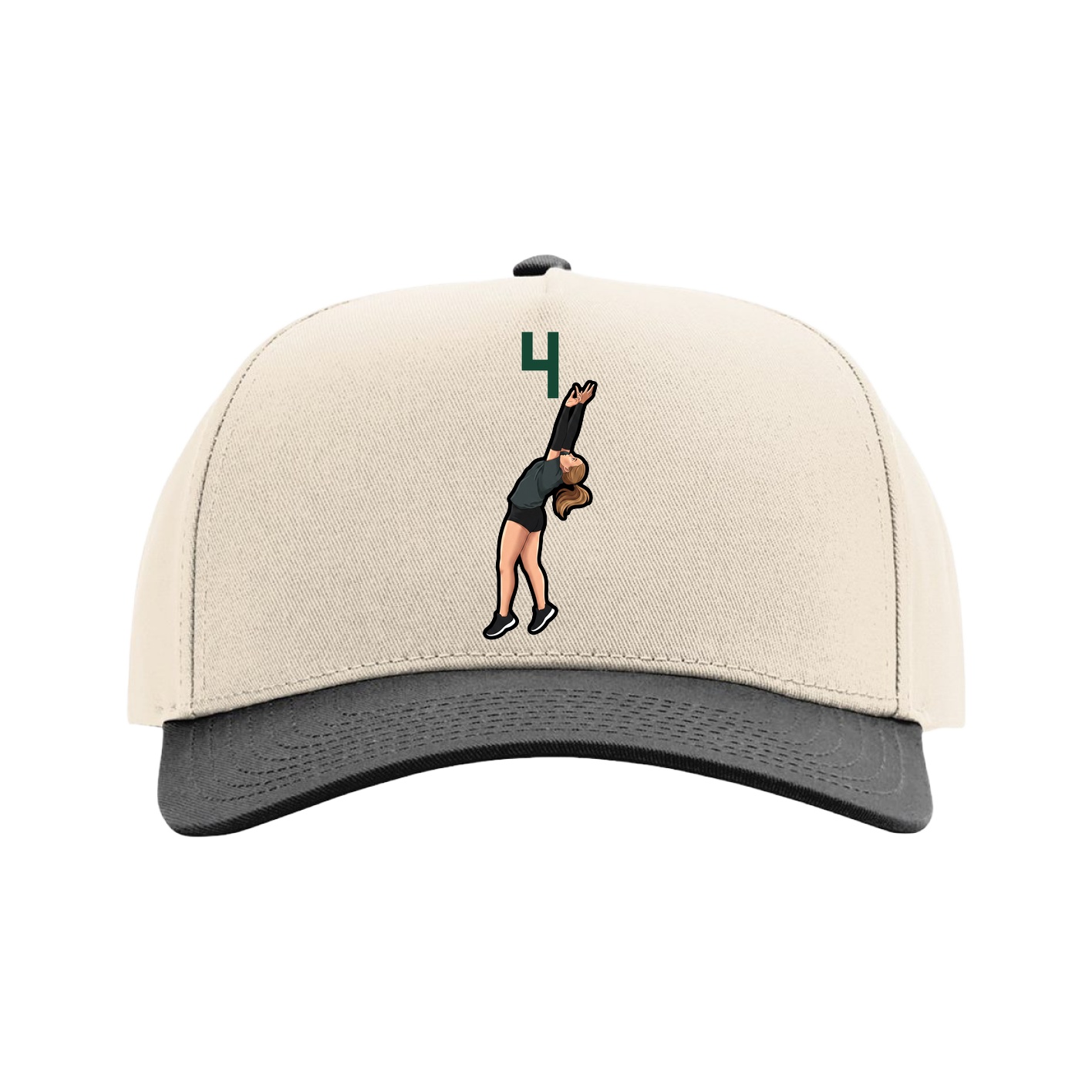 Full Fabric Five-Panel Champ Cap — Number Top in Cream/Black